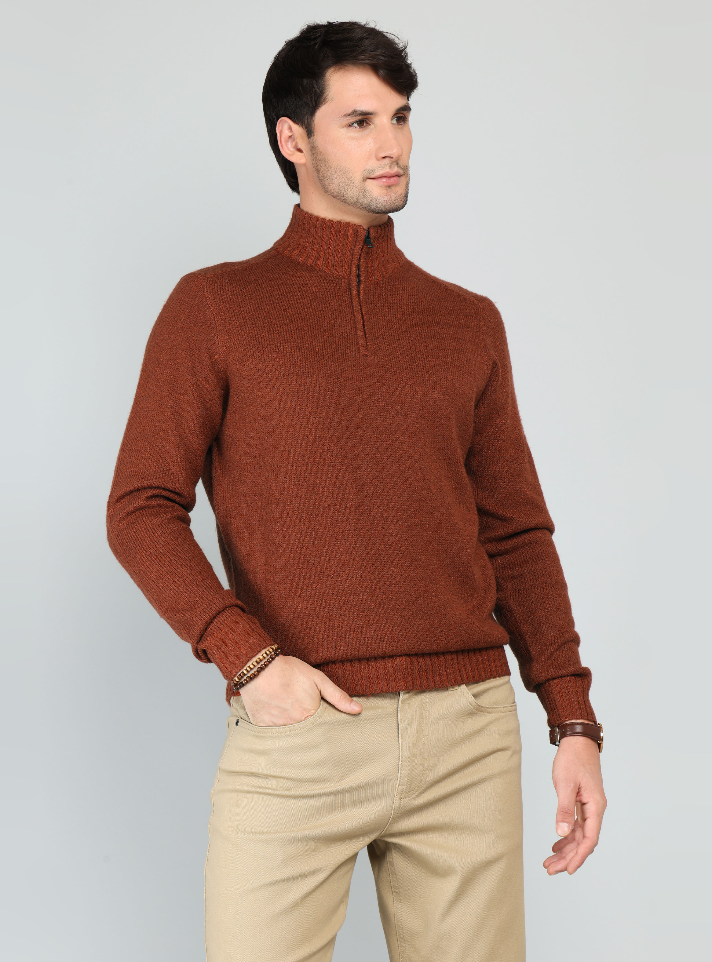 SWEATER CUELLO ALTO REGULAR FIT TERRACOTA ARROW - 1