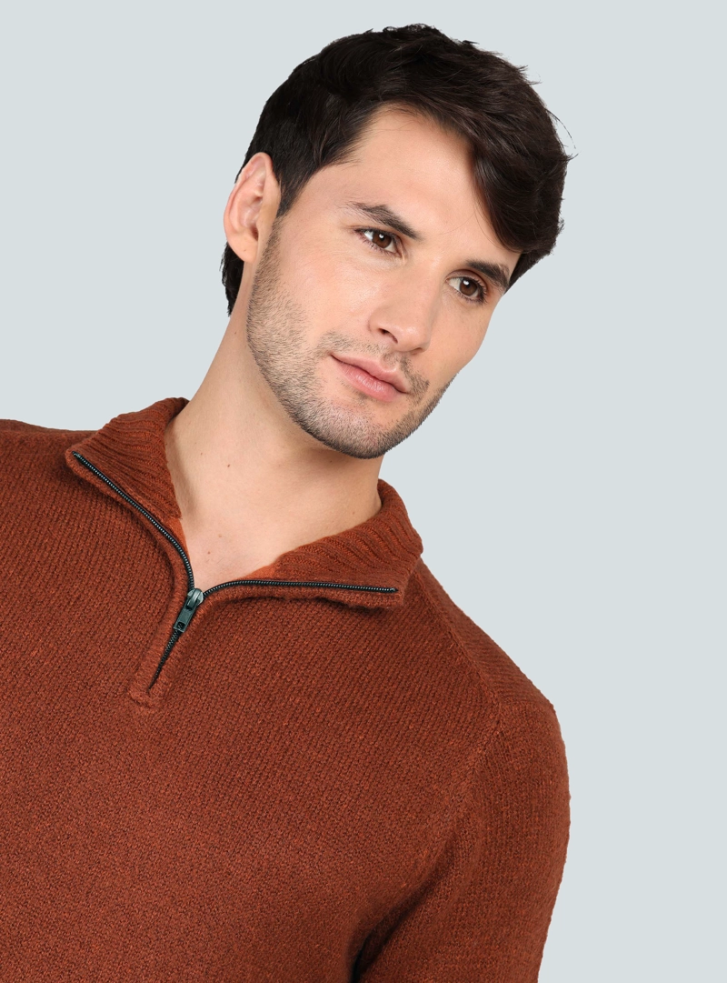 SWEATER CUELLO ALTO REGULAR FIT TERRACOTA ARROW - 3