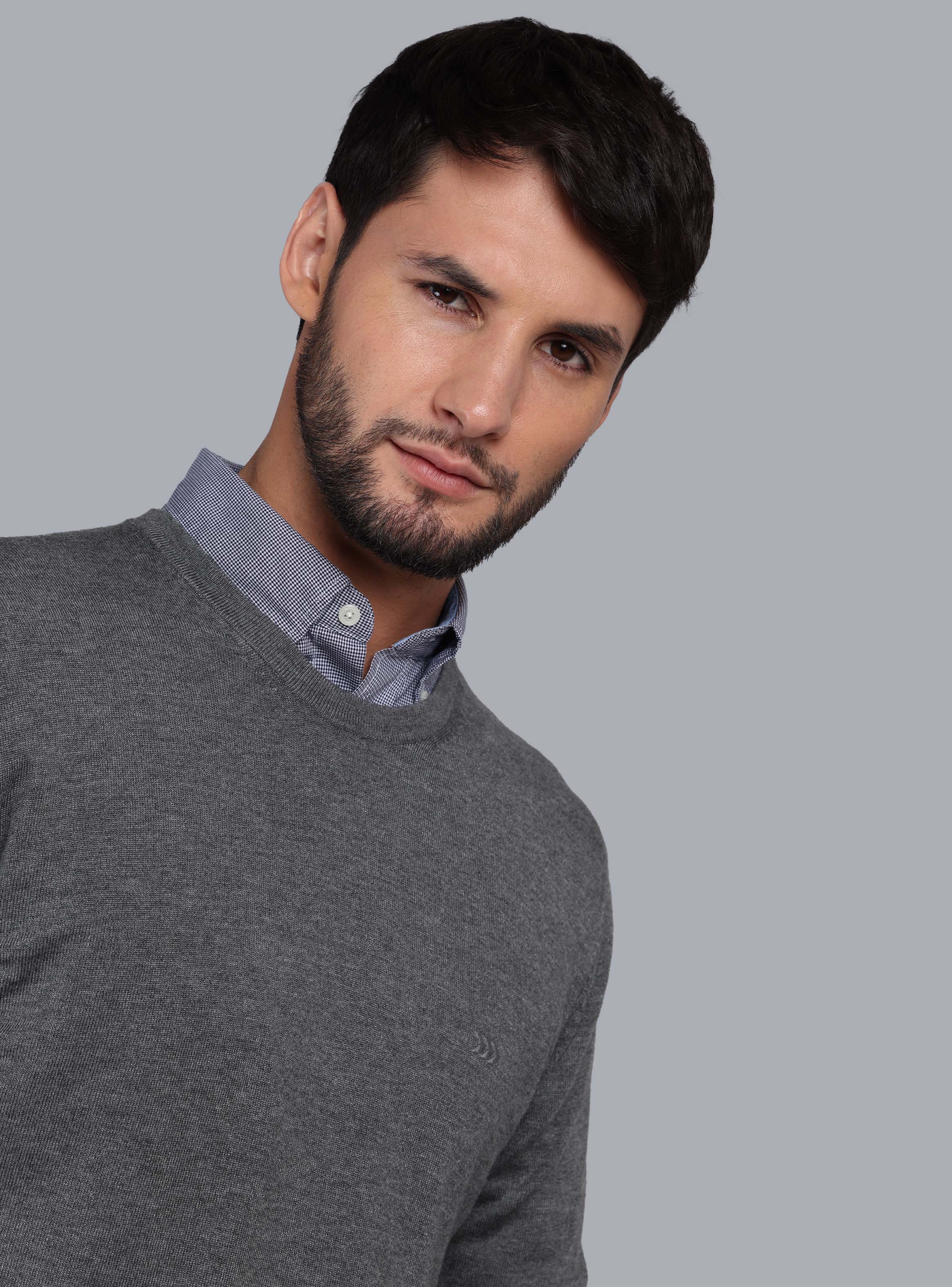 SWEATER CUELLO REDONDO REGULAR FIT GRIS ARROW - 3
