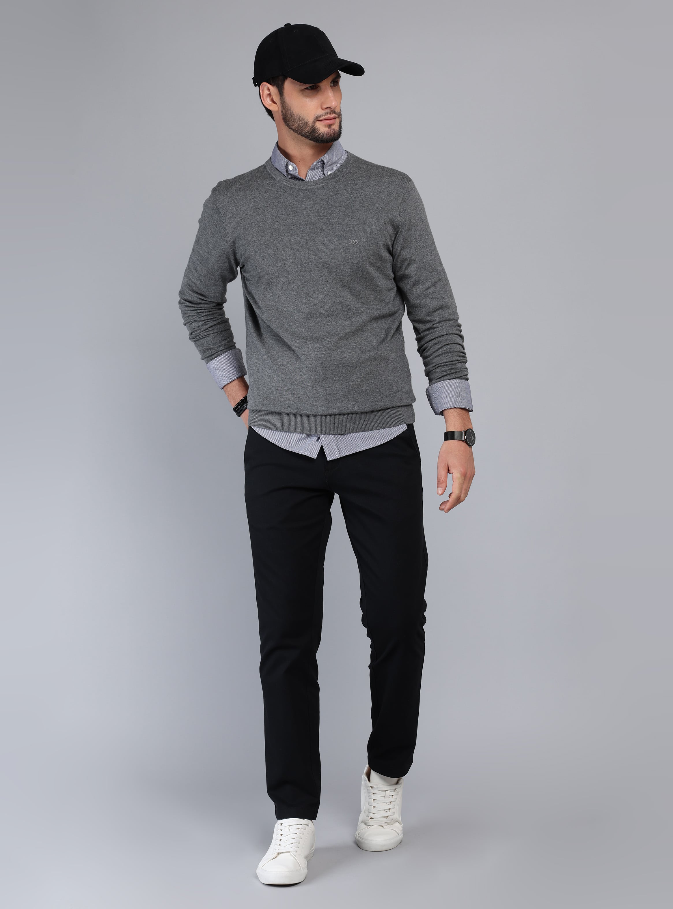 SWEATER CUELLO REDONDO REGULAR FIT GRIS ARROW - 4
