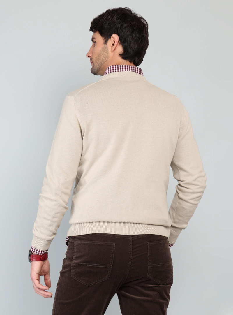 SWEATER CUELLO REDONDO REGULAR FIT BEIGE ARROW - 2