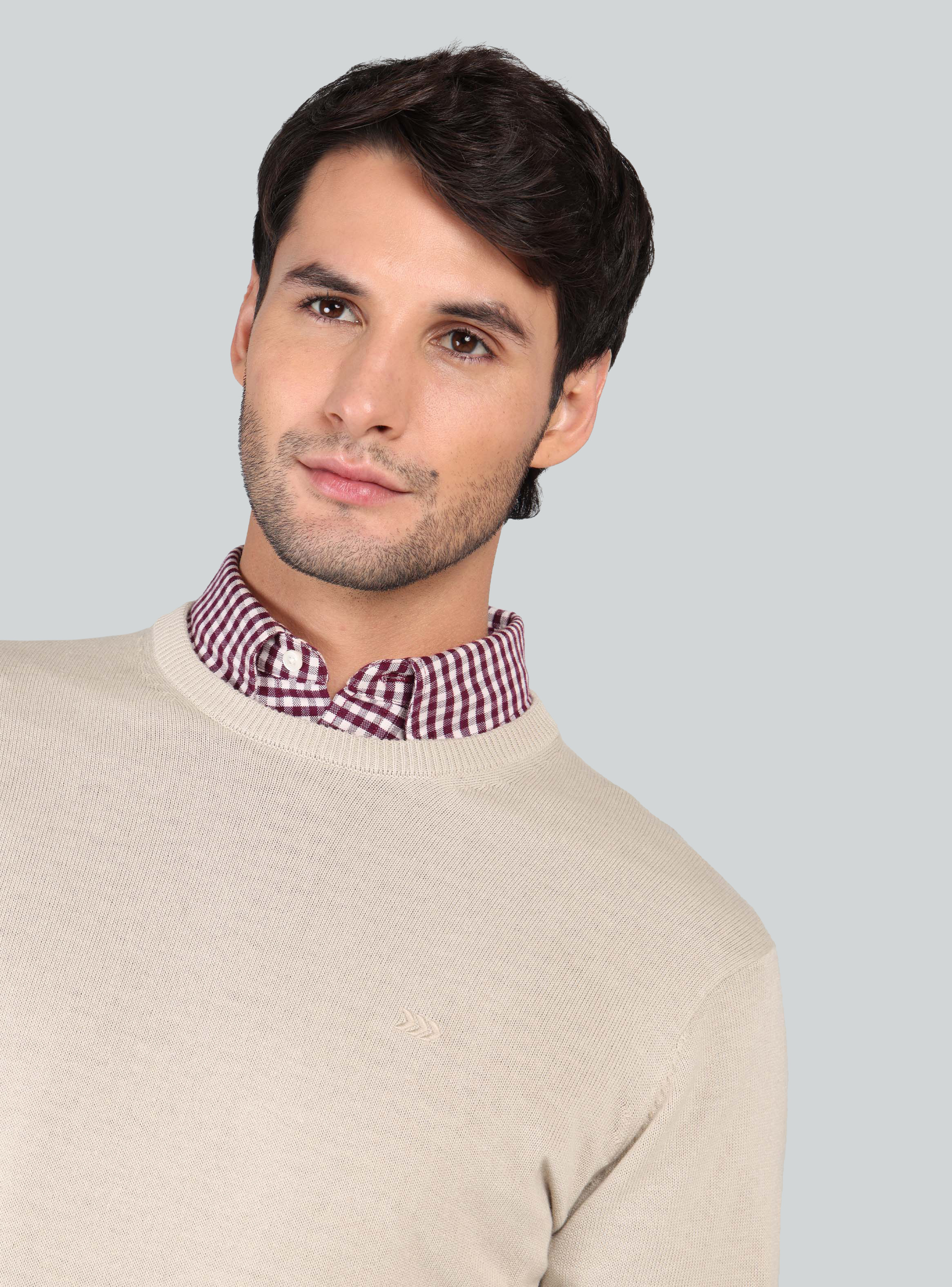 SWEATER CUELLO REDONDO REGULAR FIT BEIGE ARROW - 3