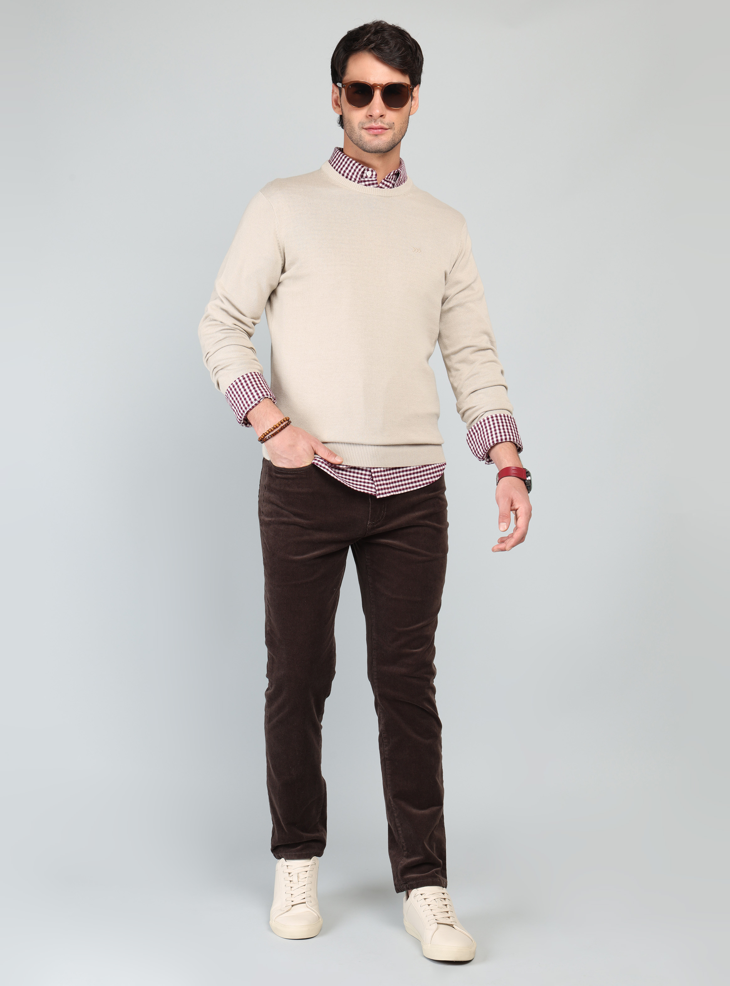 SWEATER CUELLO REDONDO REGULAR FIT BEIGE ARROW - 4