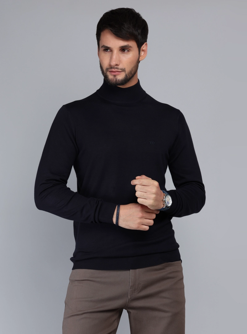 SWEATER CUELLO ALTO REGULAR FIT AZUL MARINO ARROW - 1