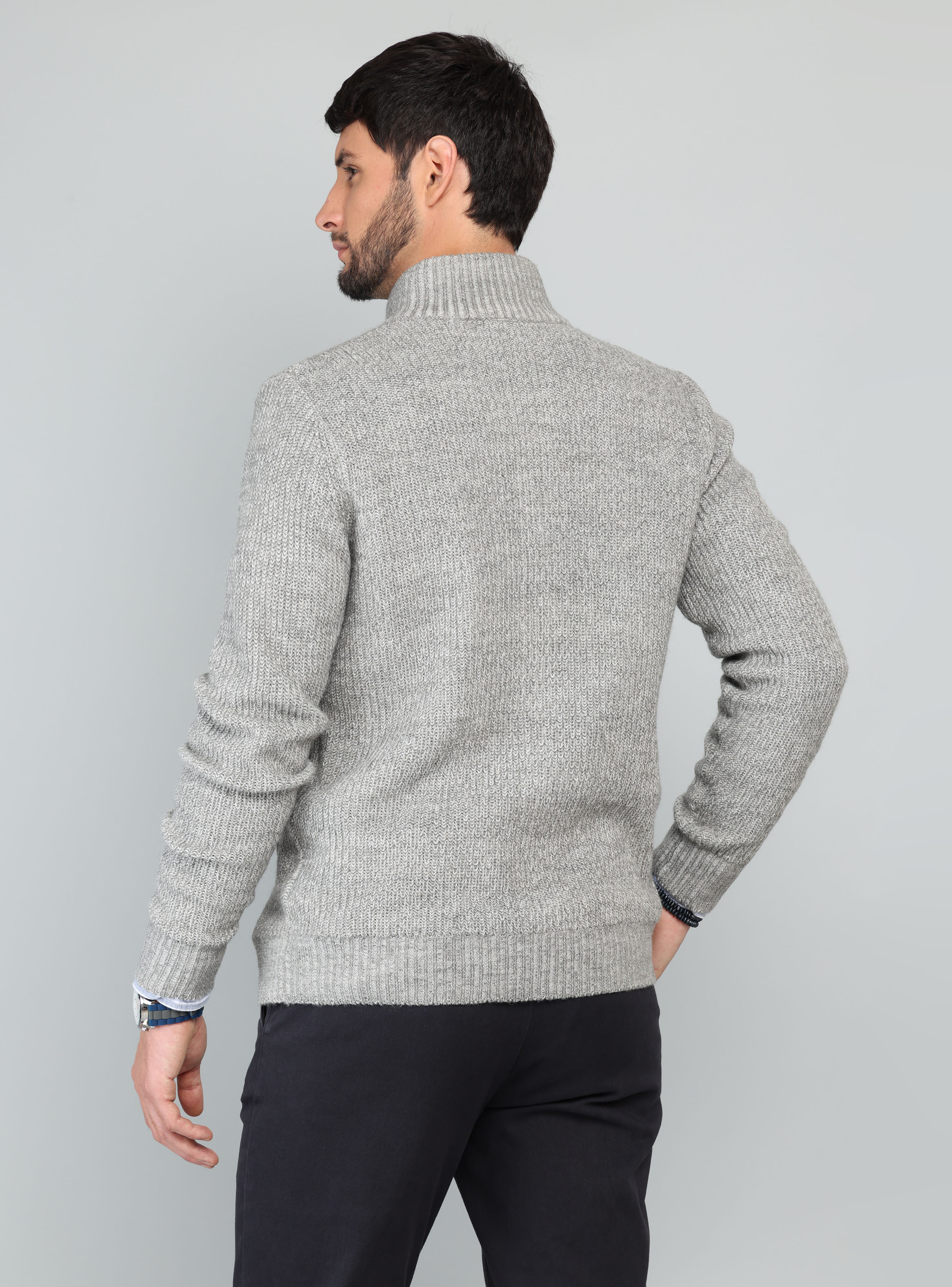 CARDIGAN CUELLO ALTO REGULAR FIT GRIS ARROW - 2
