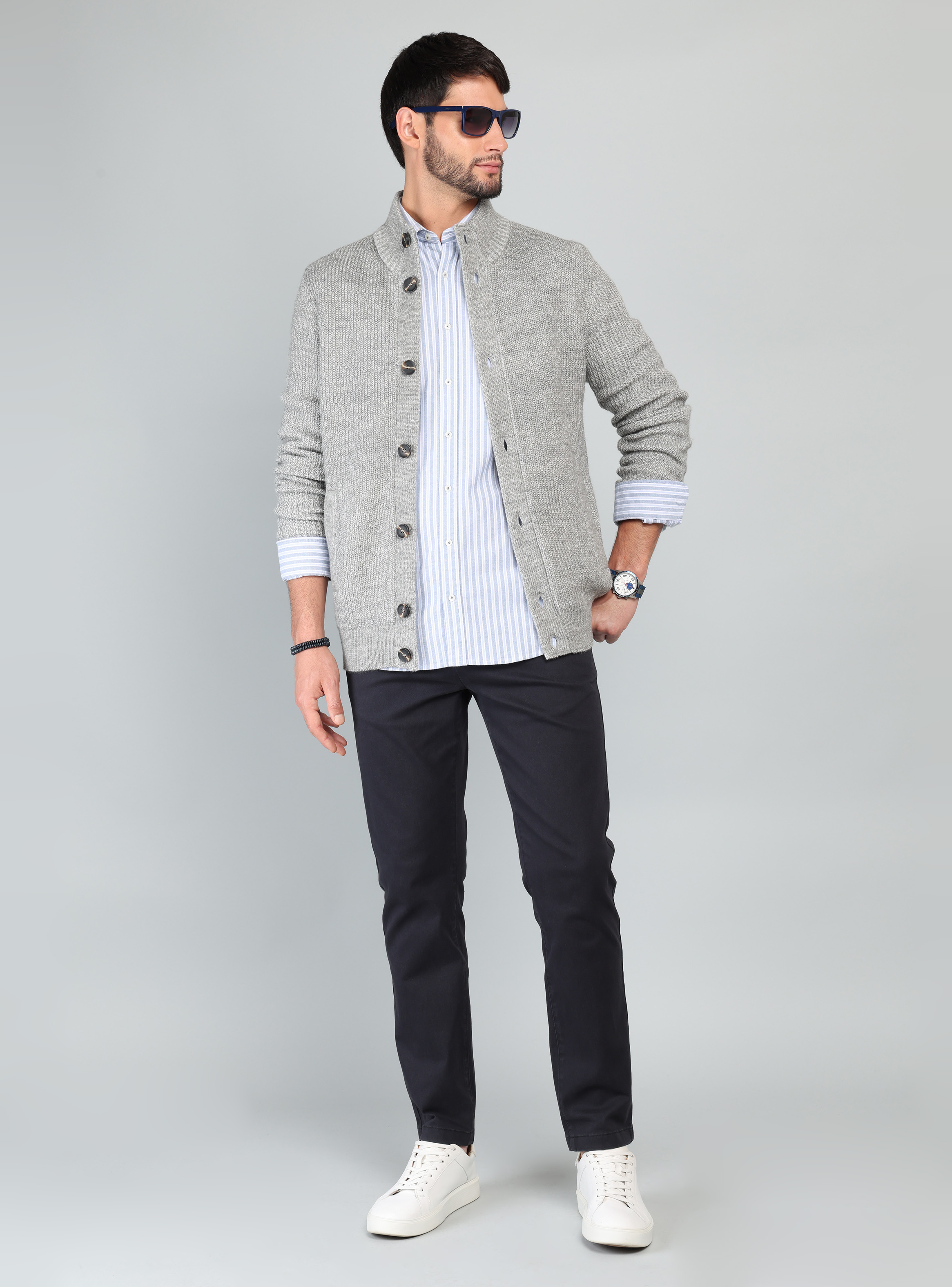 CARDIGAN CUELLO ALTO REGULAR FIT GRIS ARROW - 4
