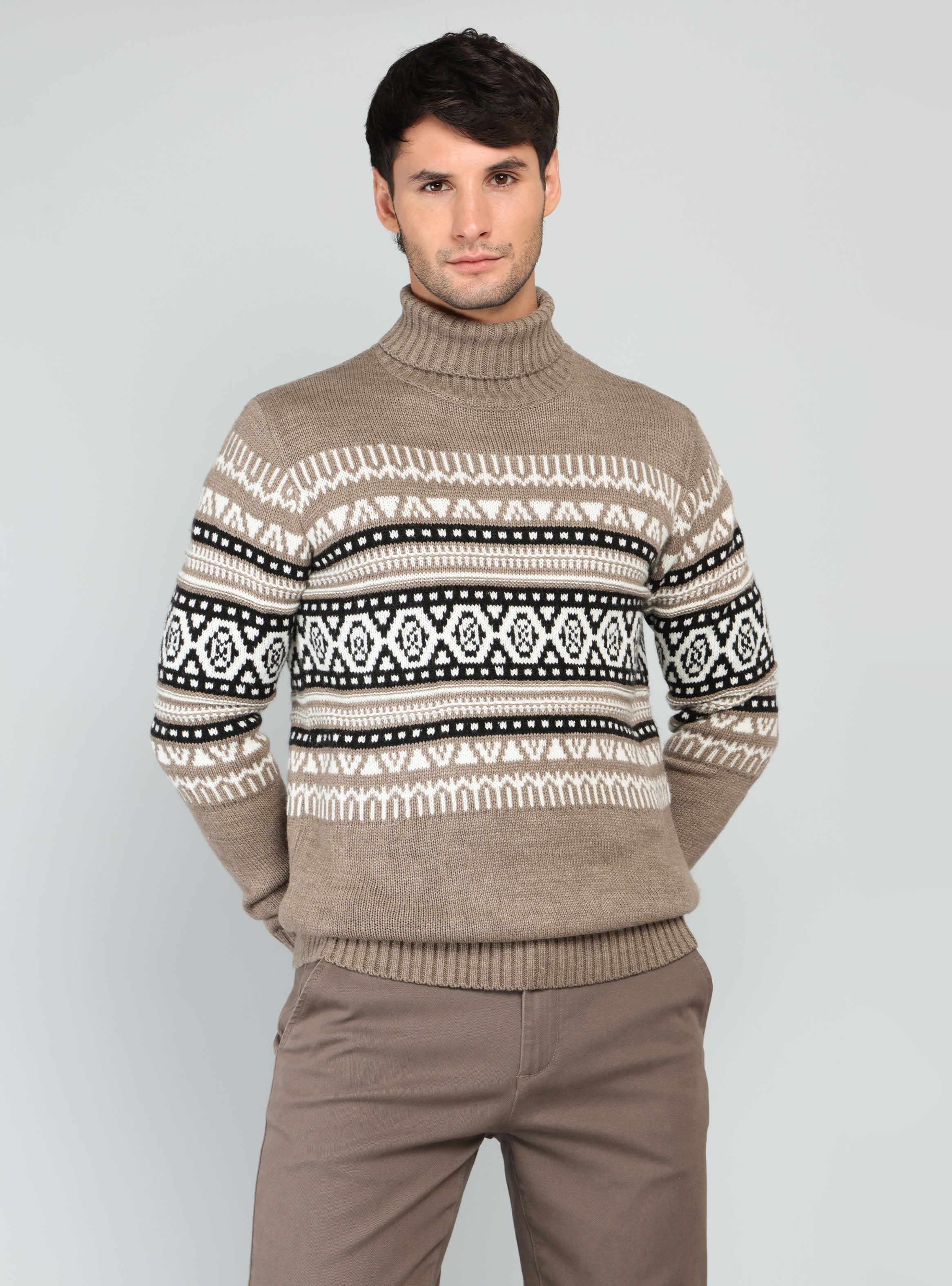 SWEATER CUELLO ALTO REGULAR FIT BEIGE ARROW - 1
