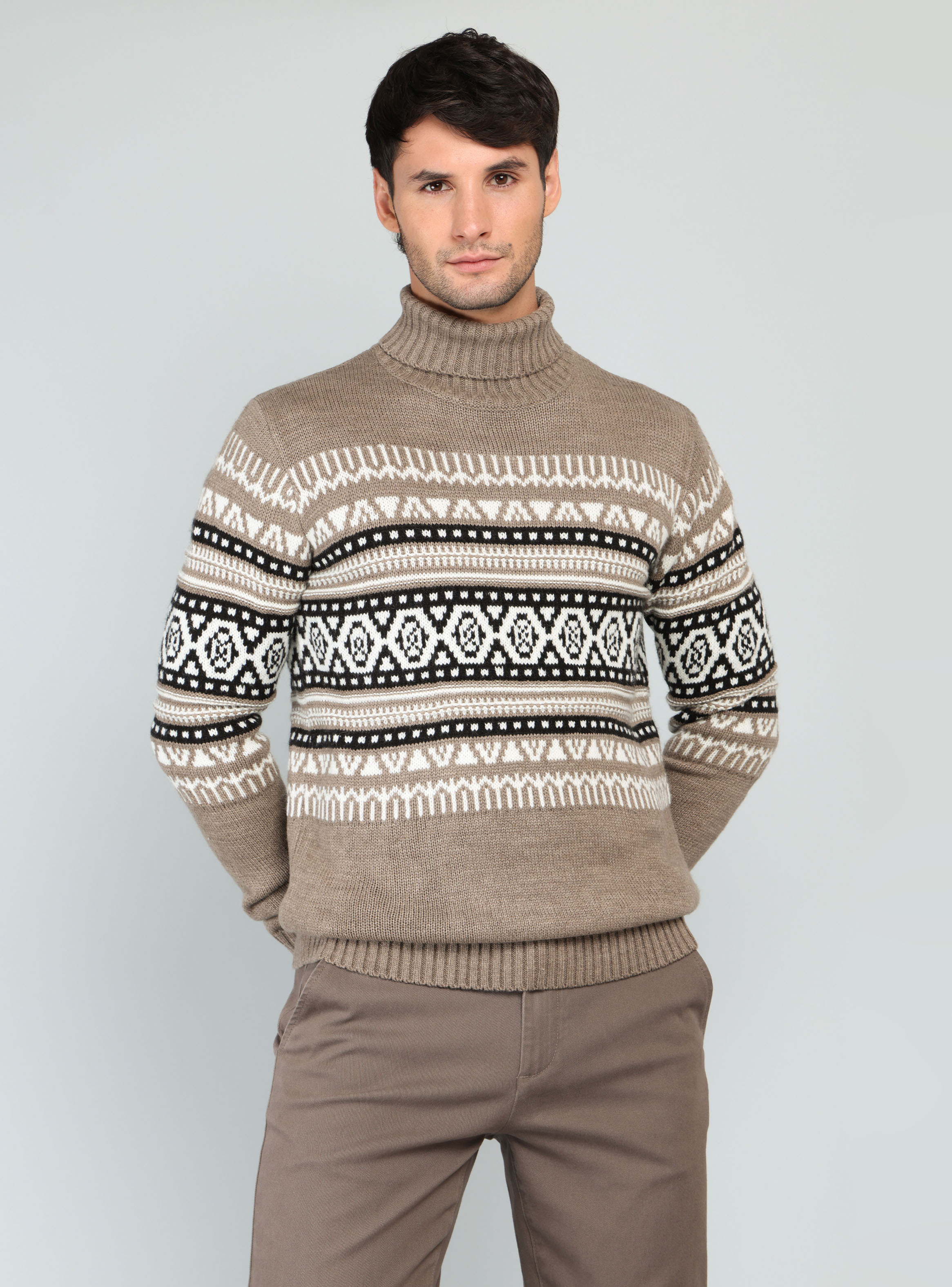 SWEATER CUELLO ALTO REGULAR FIT BEIGE ARROW - 1