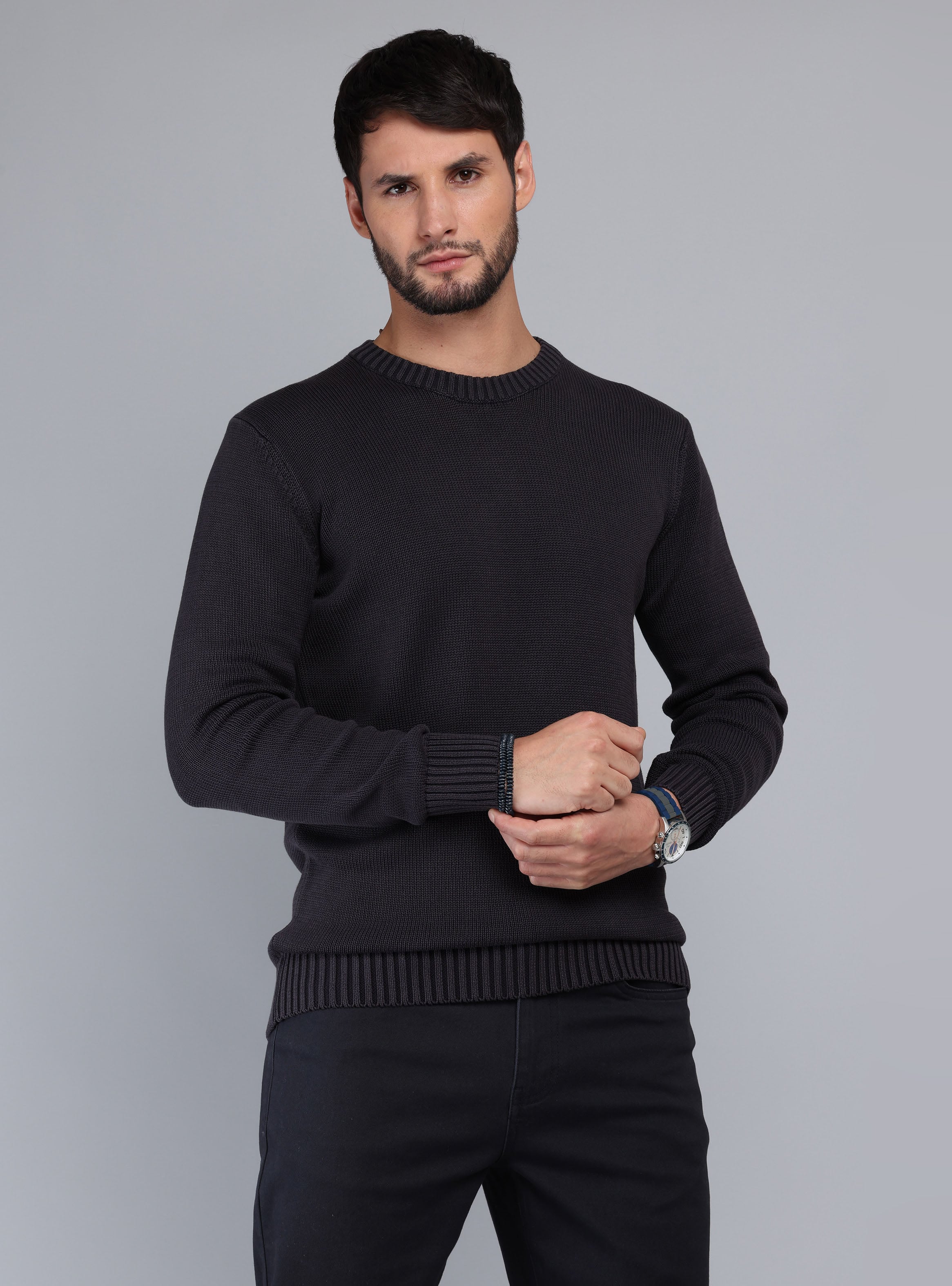 SWEATER STONE WASH REGULAR FIT NEGRO ARROW - 1