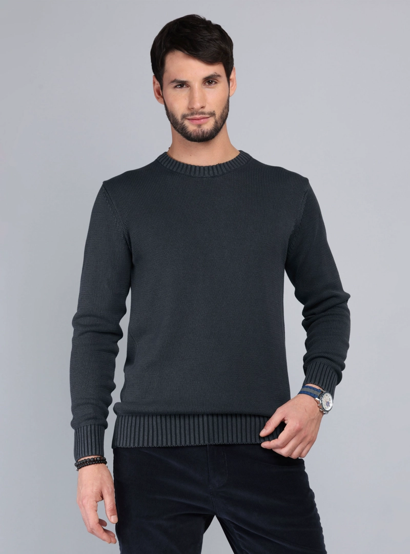 SWEATER STONE WASH REGULAR FIT AZUL ARROW - 1