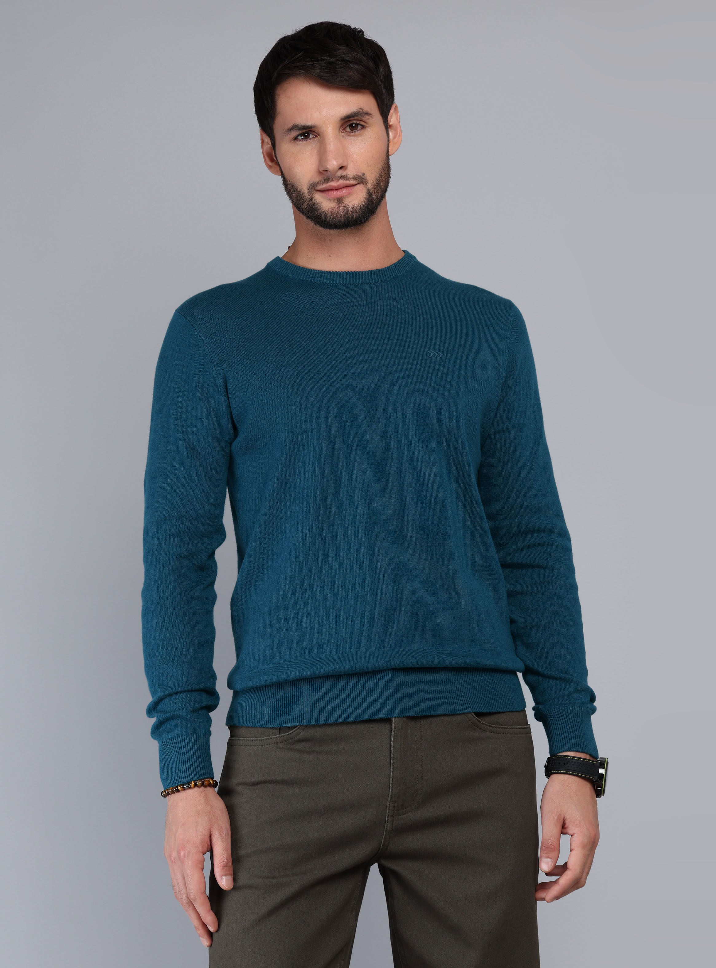 SWEATER CUELLO REDONDO REGULAR FIT PETROLEO ARROW - 1
