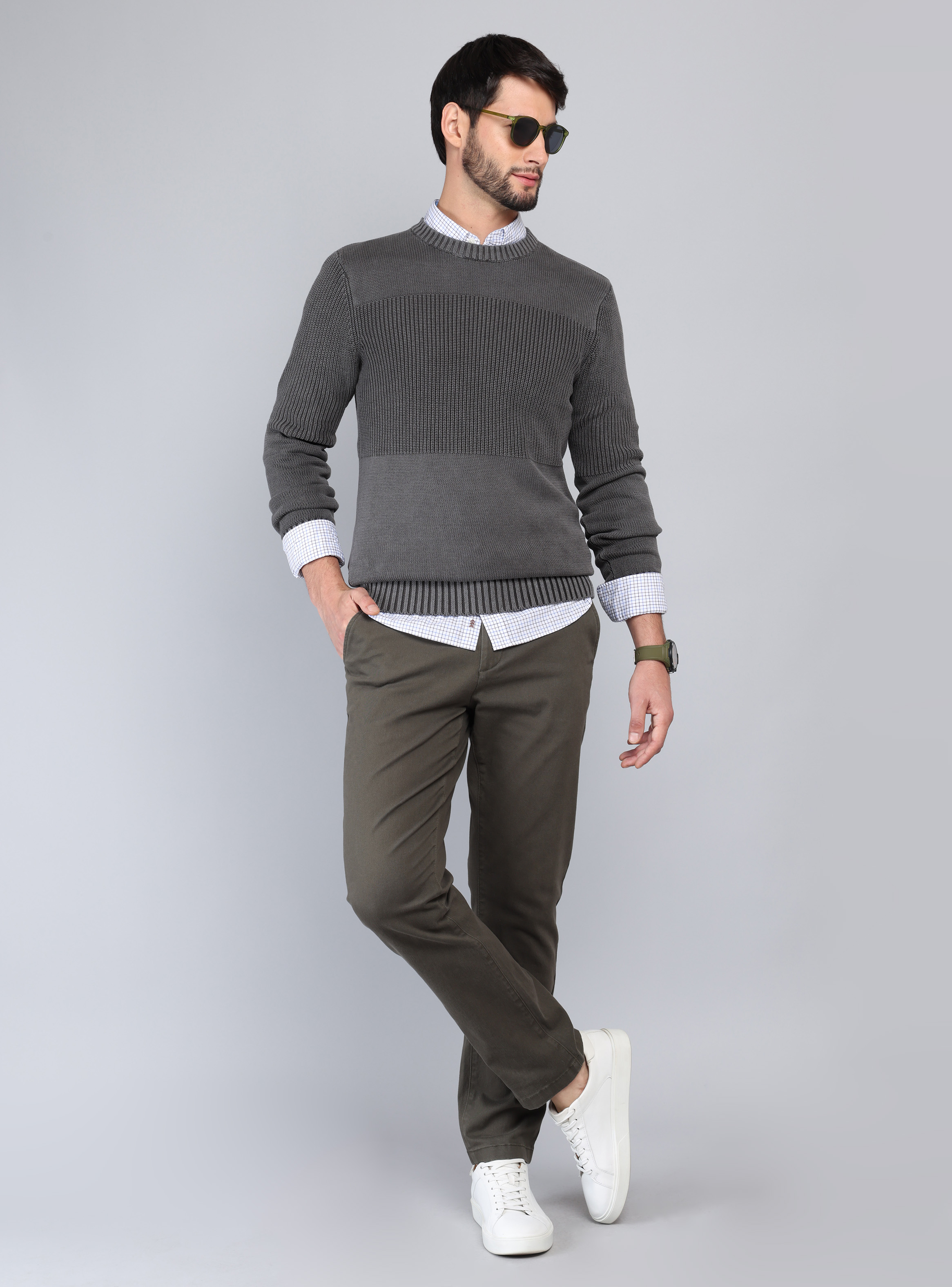 SWEATER STONE WASH REGULAR FIT GRIS ARROW - 4