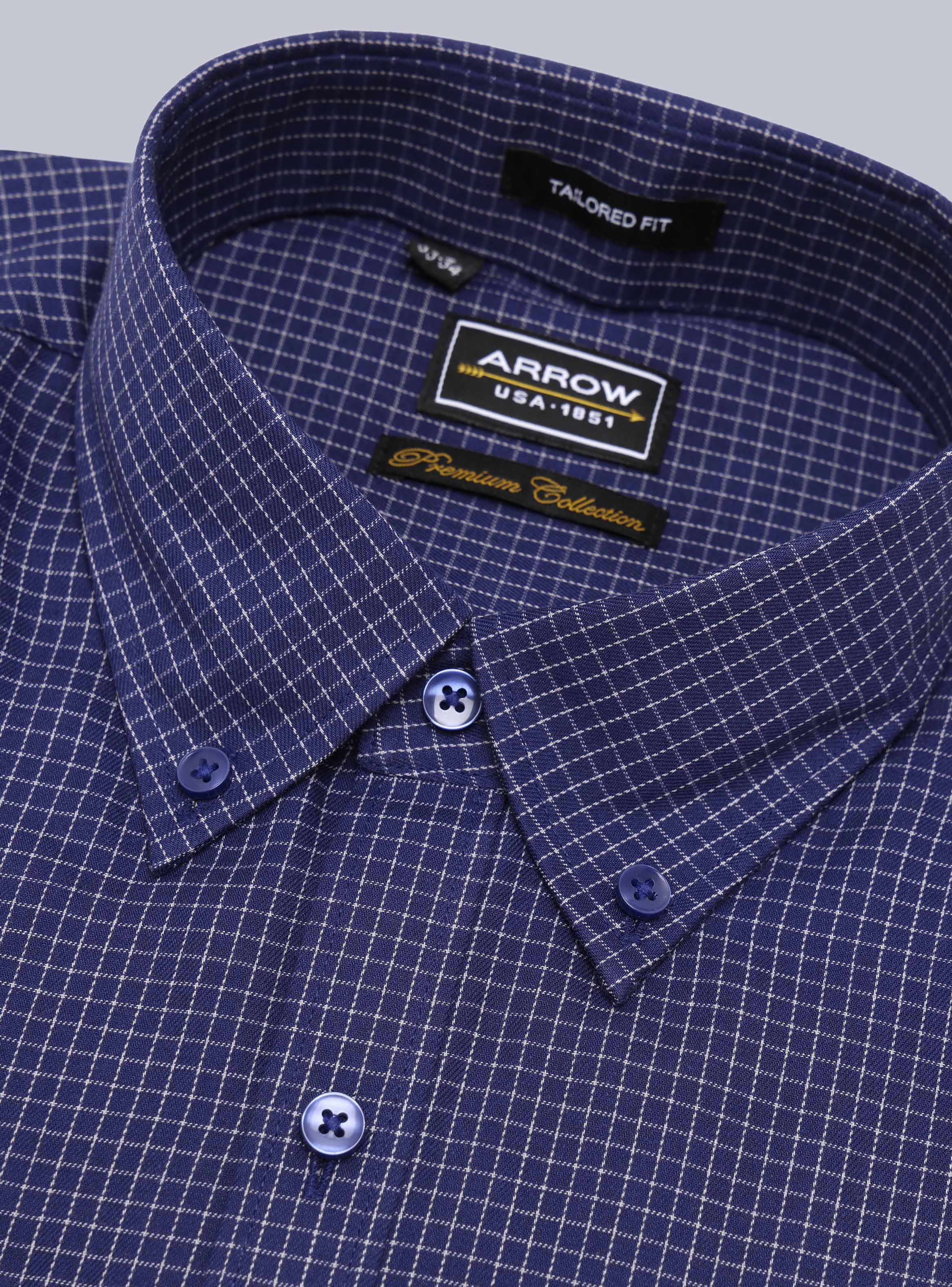 CAMISA FORMAL A CUADROS TAILORED FIT AZUL ARROW - 2