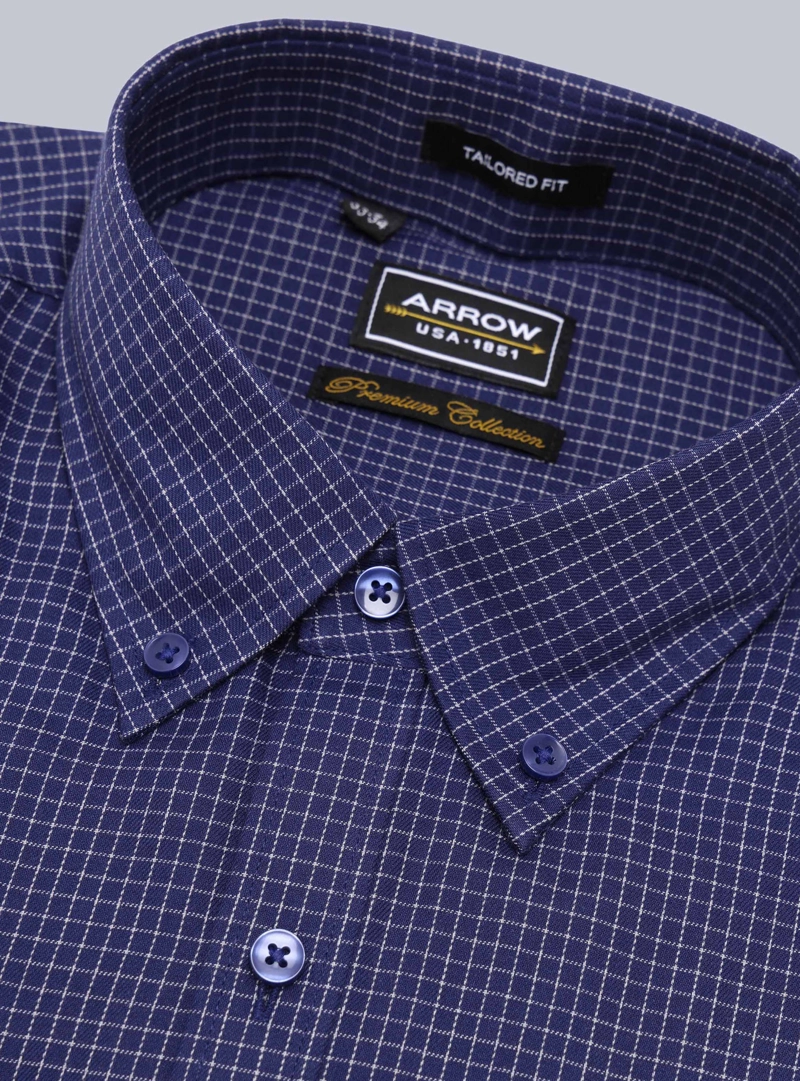 CAMISA FORMAL A CUADROS TAILORED FIT AZUL ARROW - 2