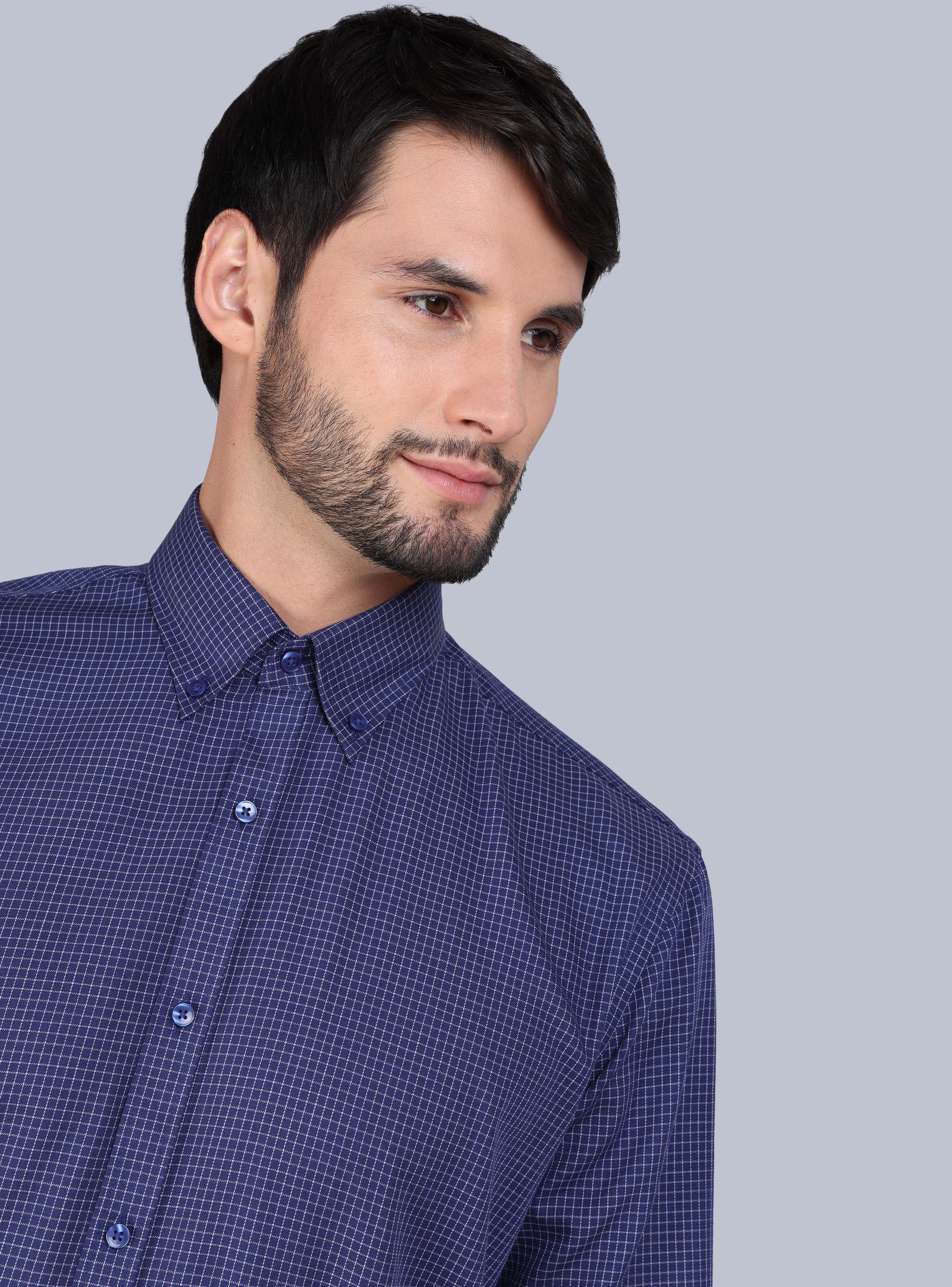 CAMISA FORMAL A CUADROS TAILORED FIT AZUL ARROW - 4