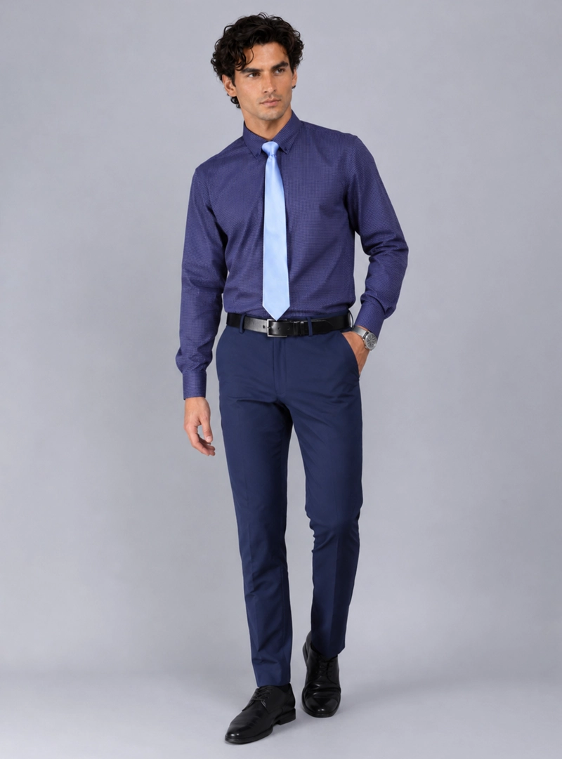 CAMISA FORMAL A CUADROS TAILORED FIT AZUL ARROW - 5