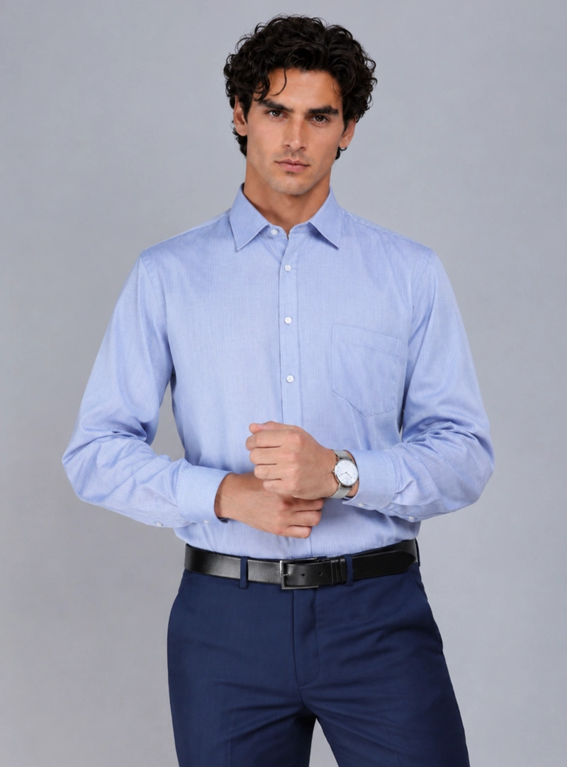 CAMISA FORMAL TEXTURADA SLIM FIT AZUL ARROW - 1