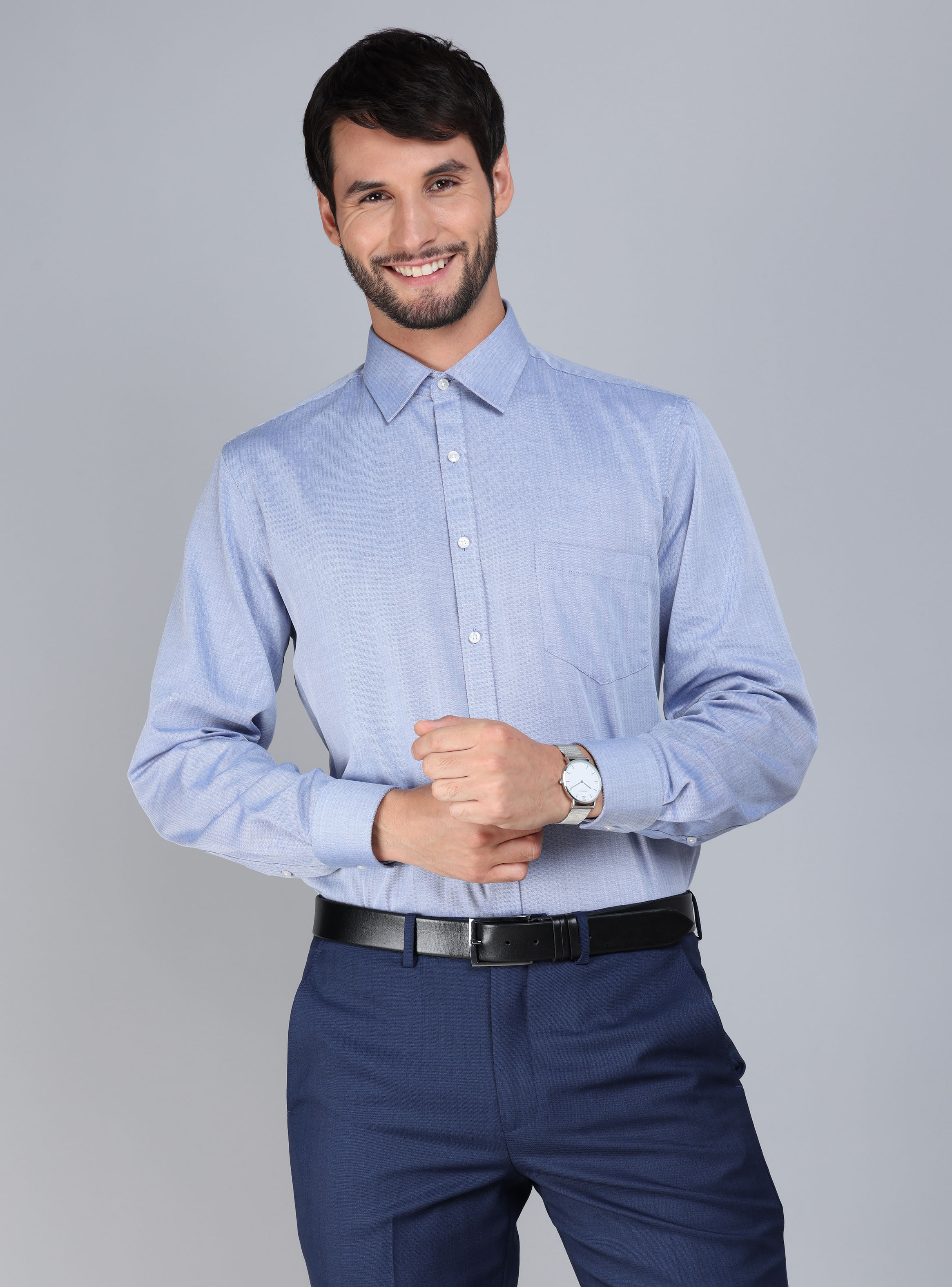 CAMISA FORMAL TEXTURADA SLIM FIT AZUL ARROW - 1
