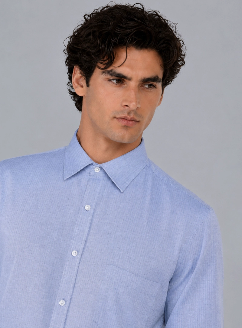 CAMISA FORMAL TEXTURADA SLIM FIT AZUL ARROW - 4