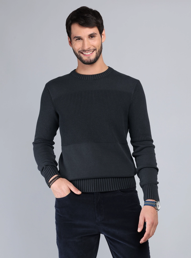 SWEATER STONE WASH REGULAR FIT AZUL OSCURO ARROW - 1