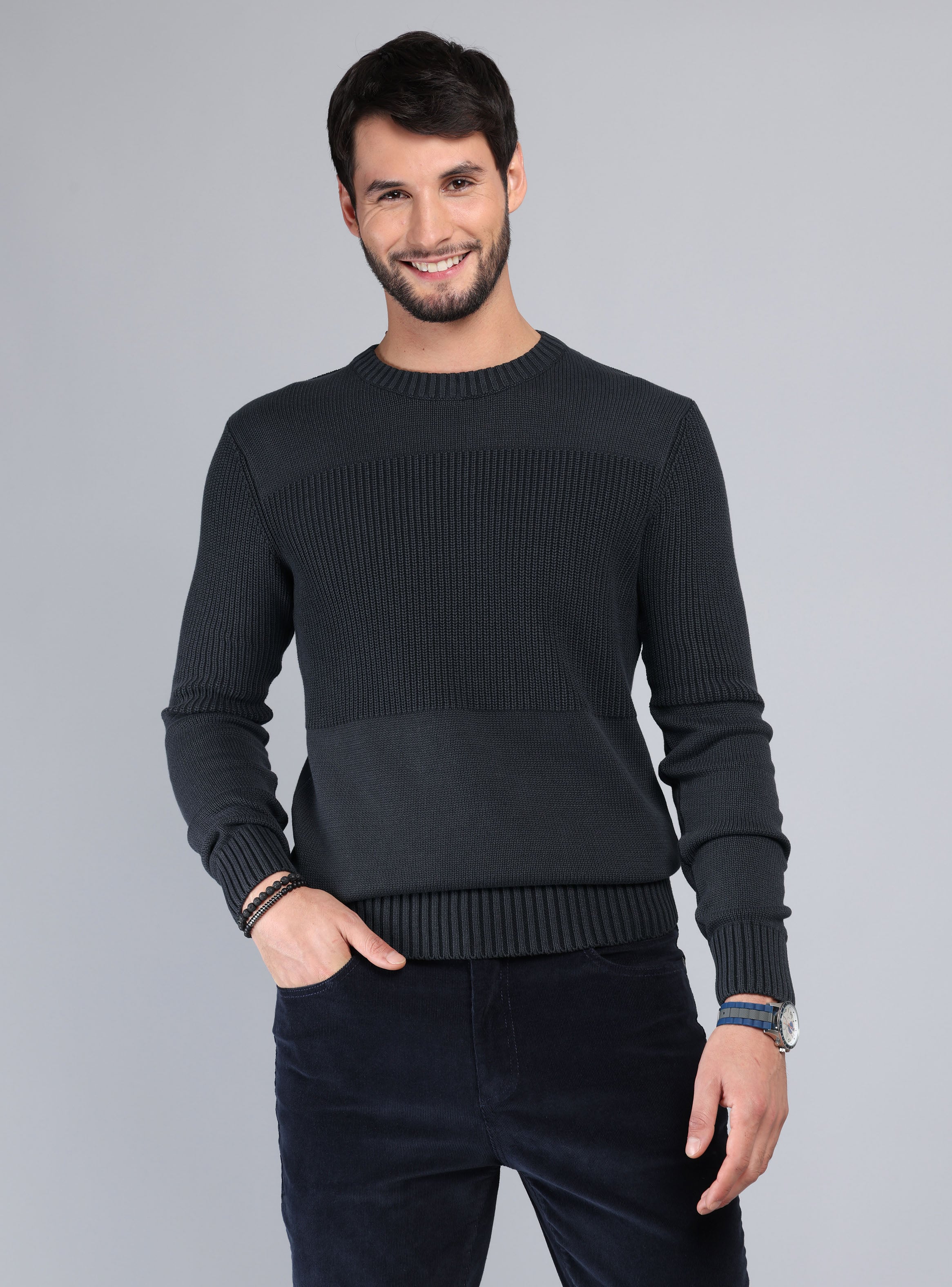 SWEATER STONE WASH REGULAR FIT AZUL OSCURO ARROW - 1
