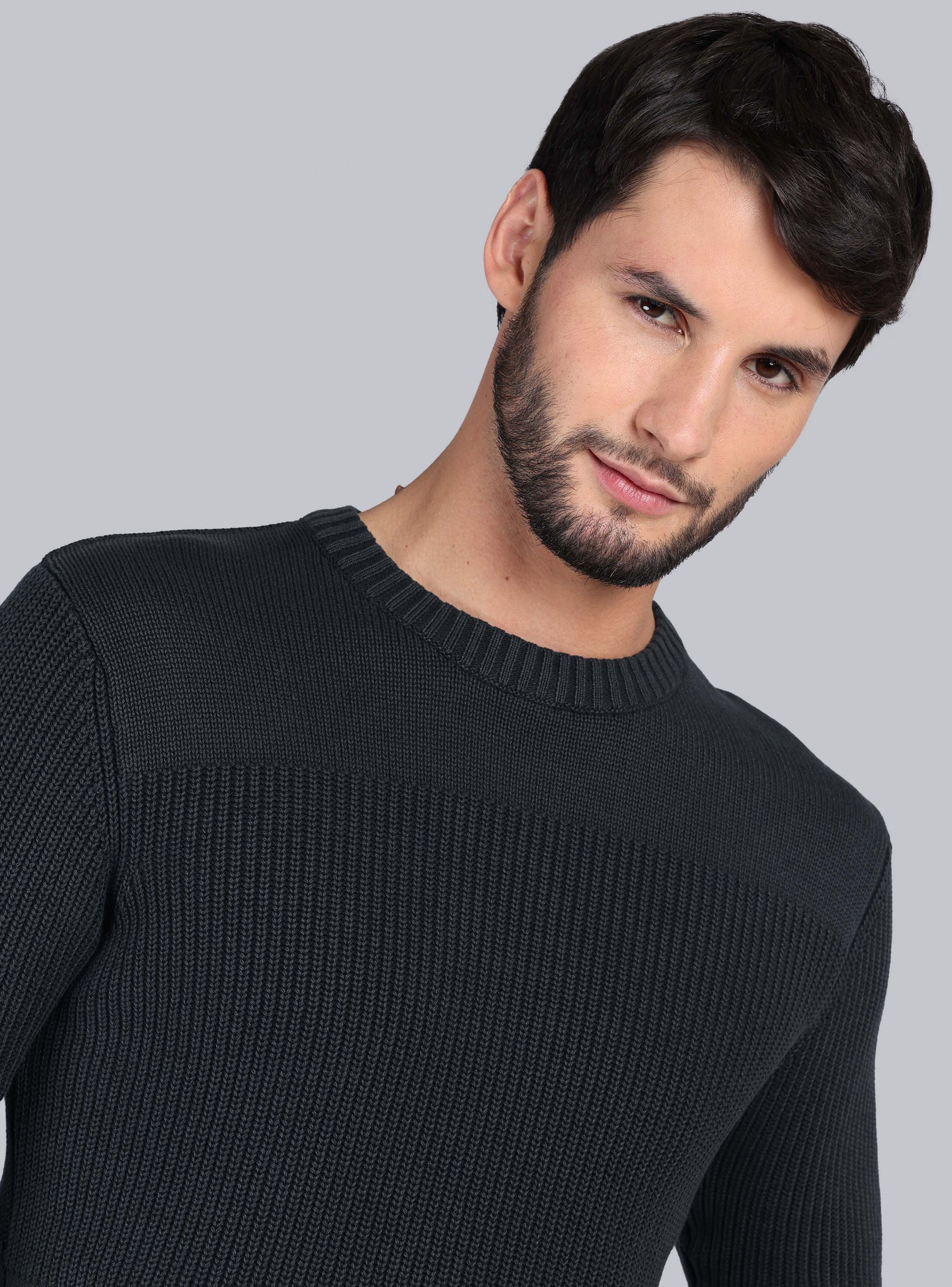 SWEATER STONE WASH REGULAR FIT AZUL OSCURO ARROW - 3