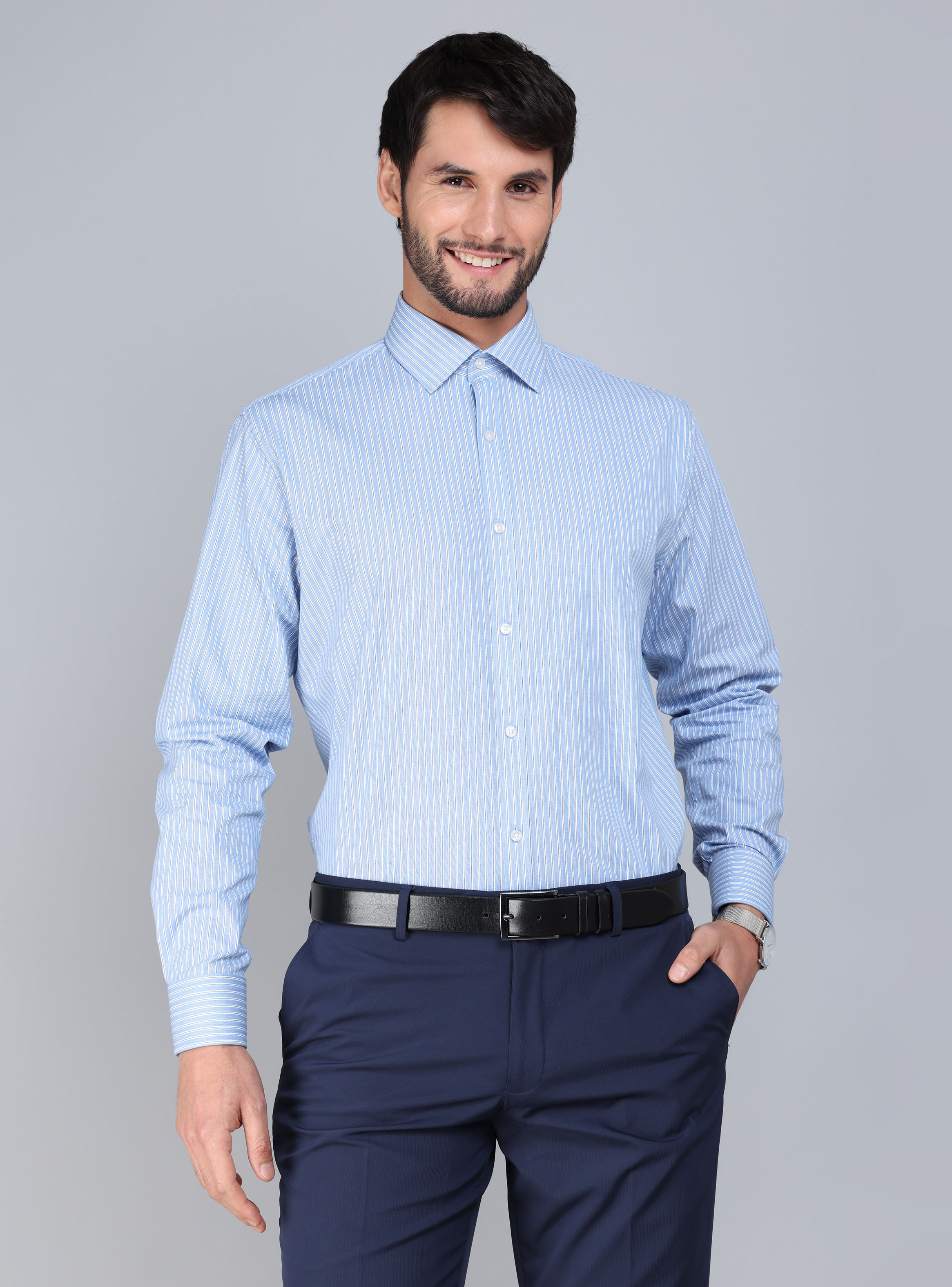CAMISA FORMAL SPANDEX TAILORED FIT CELESTE ARROW - 1