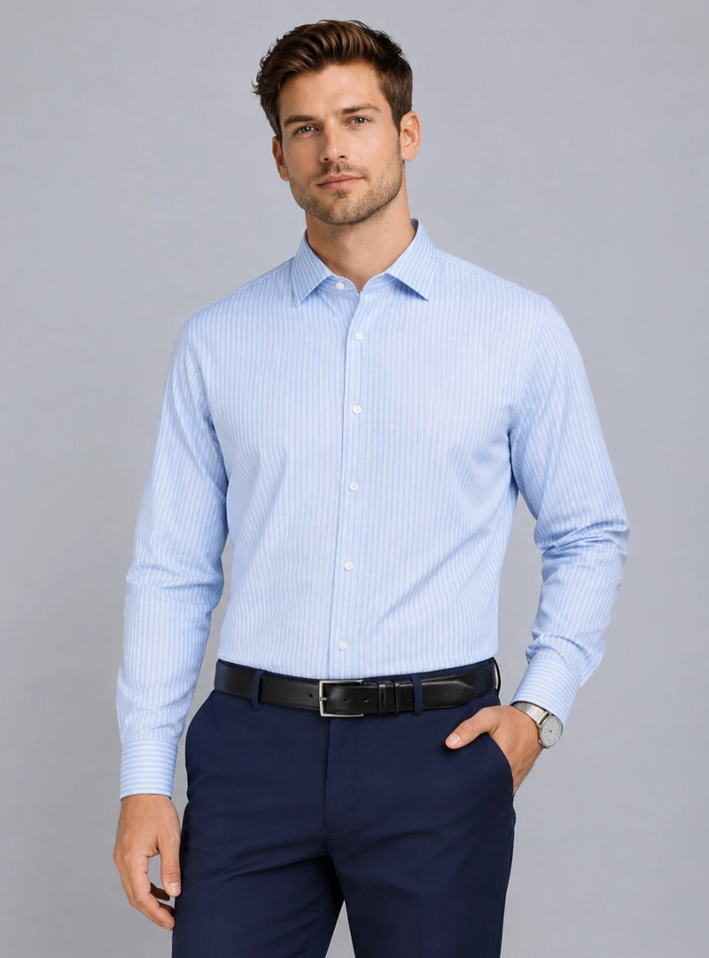 CAMISA FORMAL SPANDEX TAILORED FIT CELESTE ARROW - 1