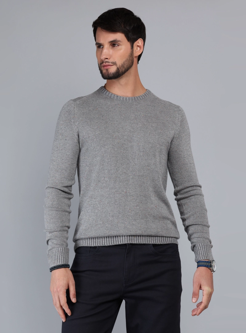 SWEATER CUELLO REDONDO REGULAR FIT GRIS ARROW - 1
