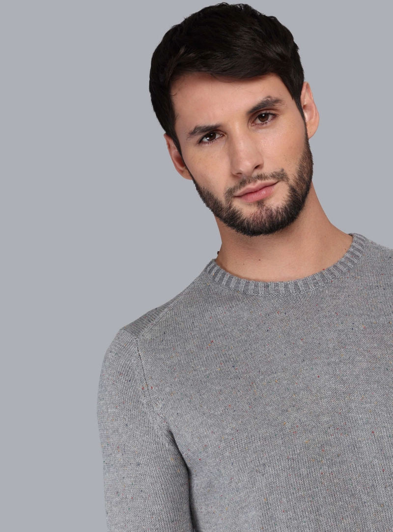 SWEATER CUELLO REDONDO REGULAR FIT GRIS ARROW - 3