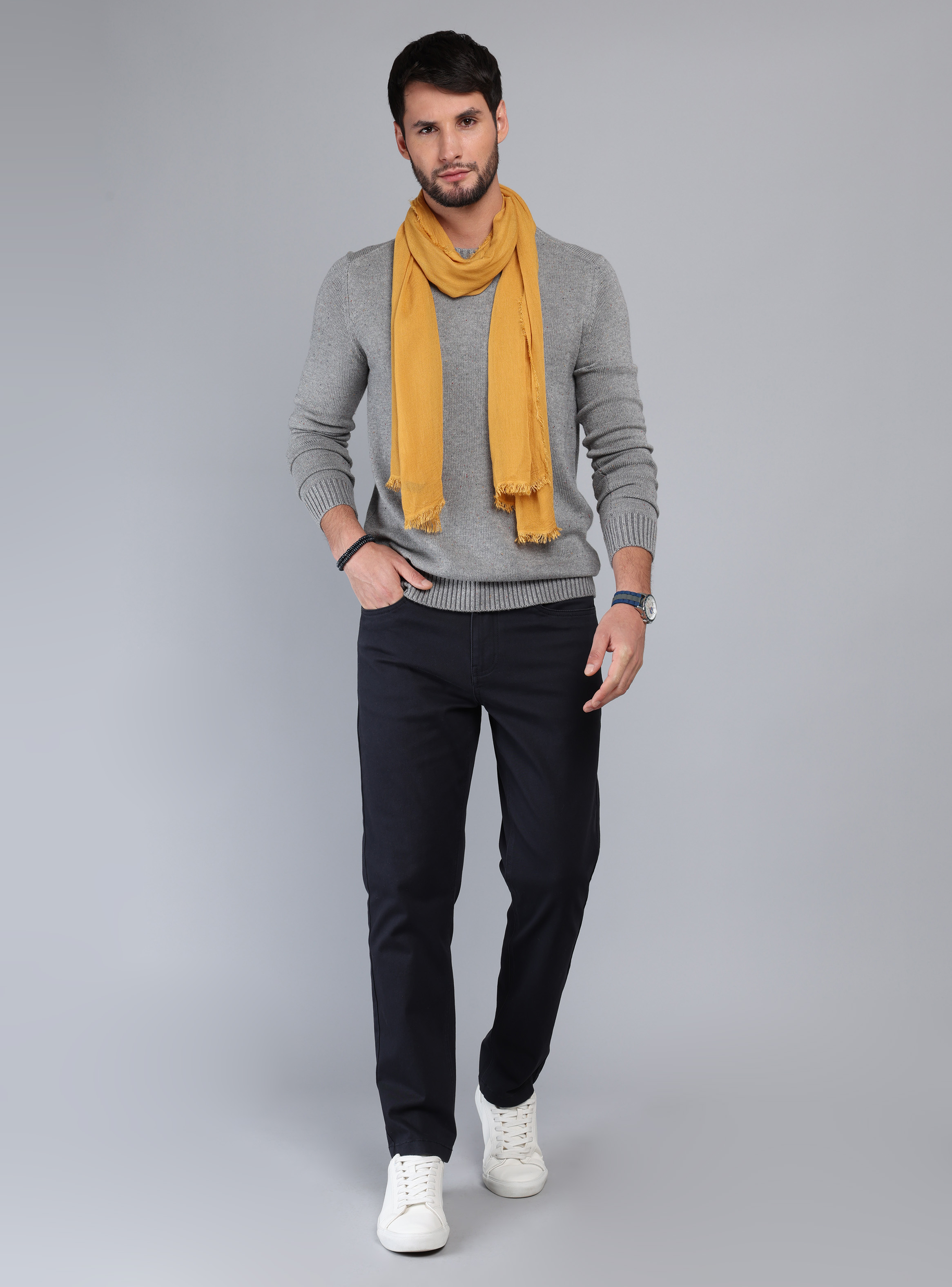 SWEATER CUELLO REDONDO REGULAR FIT GRIS ARROW - 4