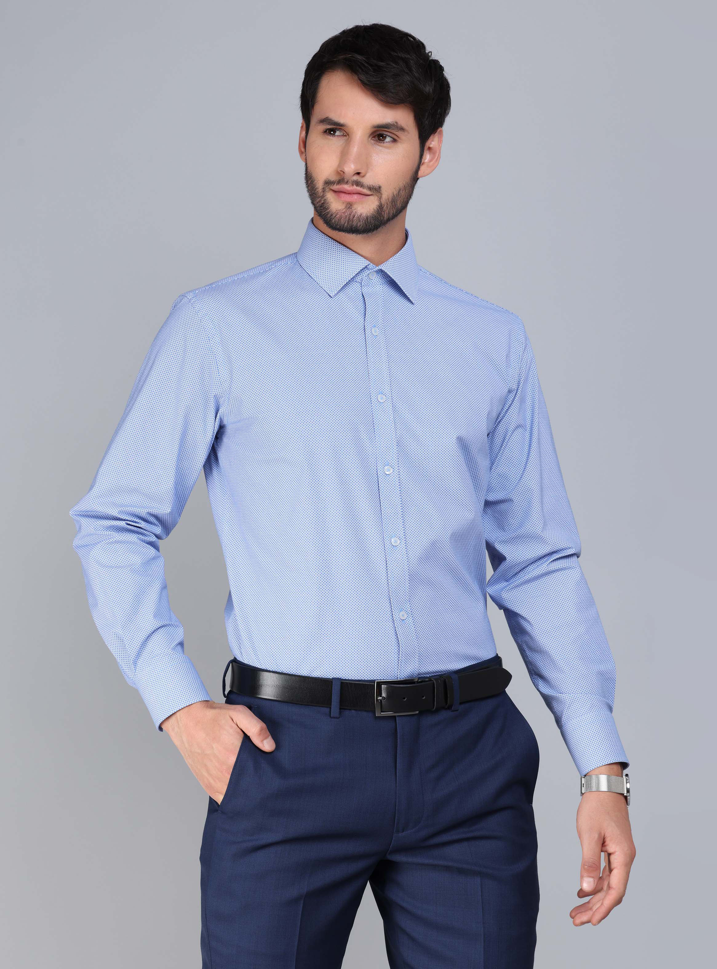 CAMISA FORMAL SPANDEX SLIM FIT CELESTE ARROW - 1
