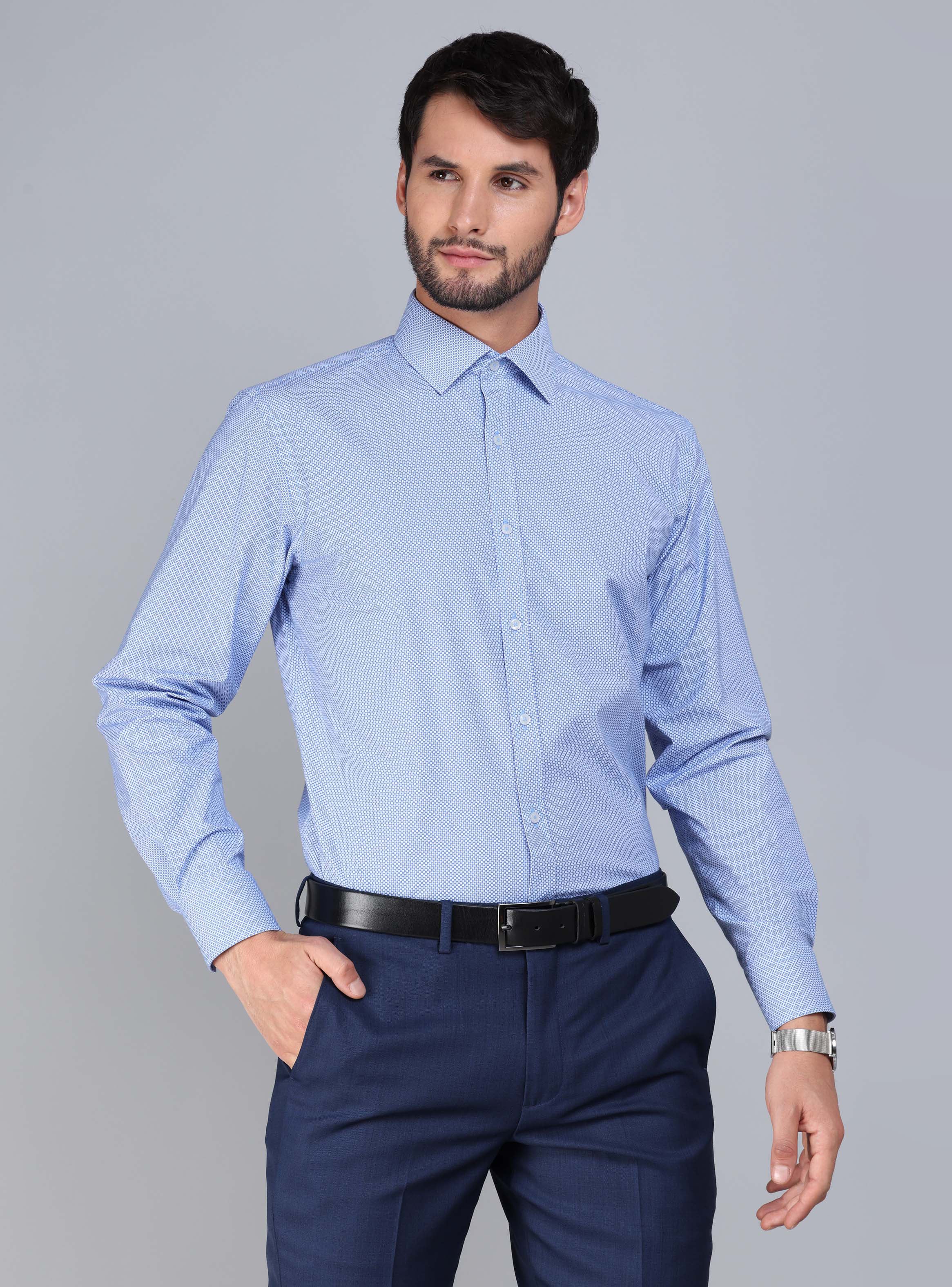 CAMISA FORMAL SPANDEX SLIM FIT CELESTE ARROW - 1