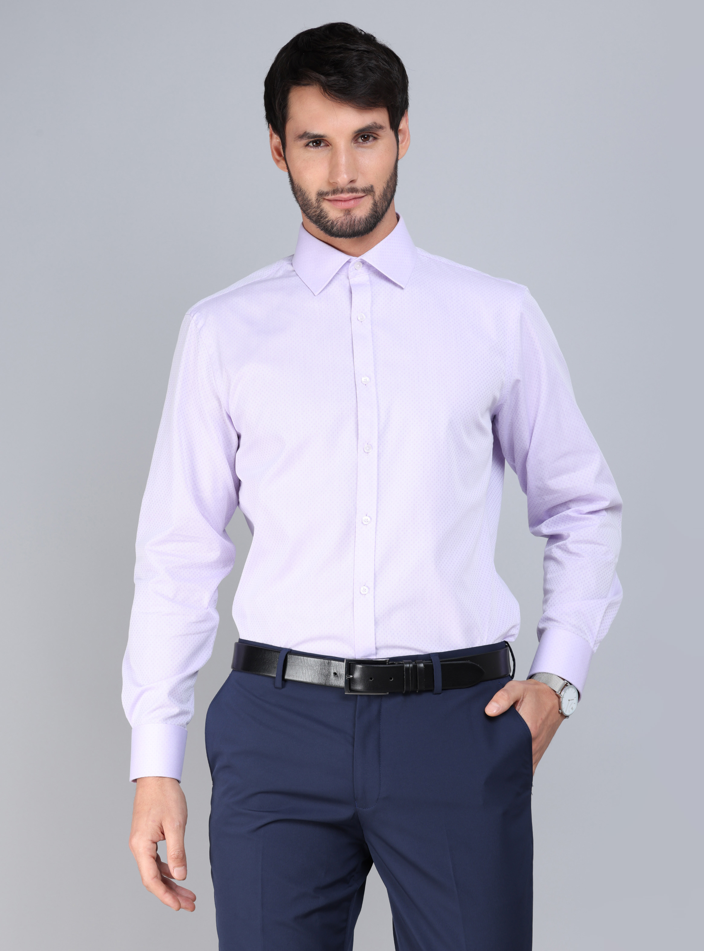 CAMISA FORMAL TEXTURADA SLIM FIT LILA ARROW - 1
