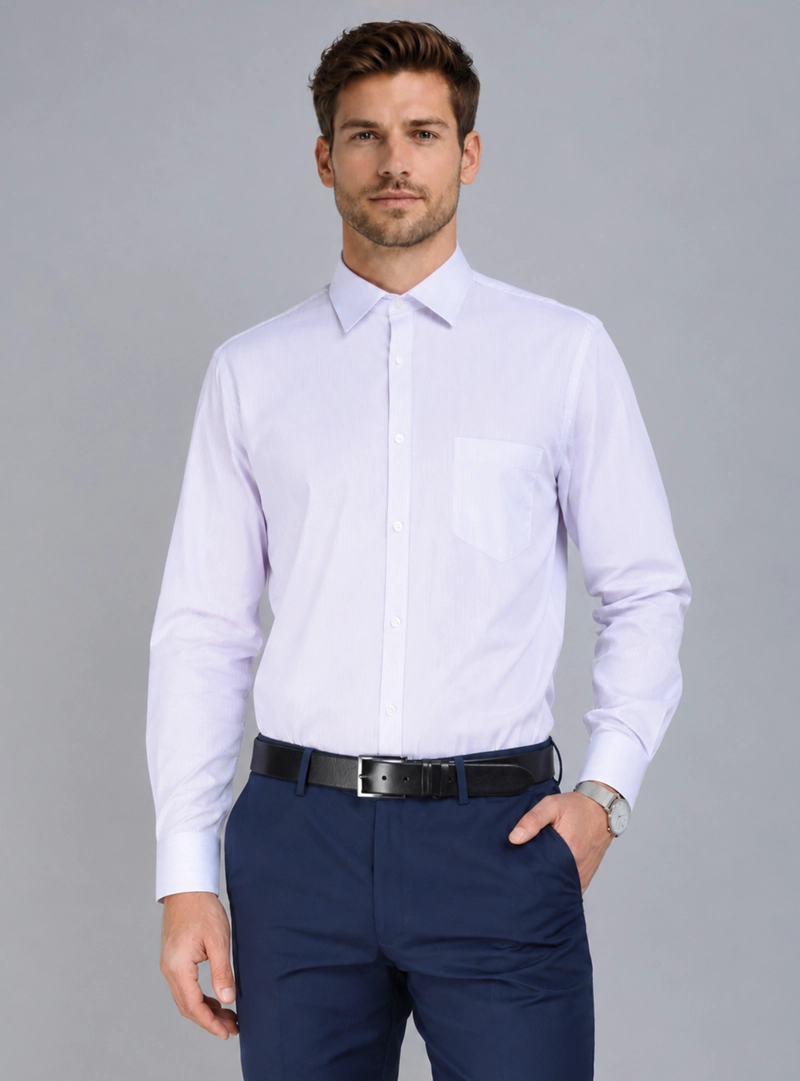 CAMISA FORMAL A RAYAS TAILORED FIT LILA ARROW - 1