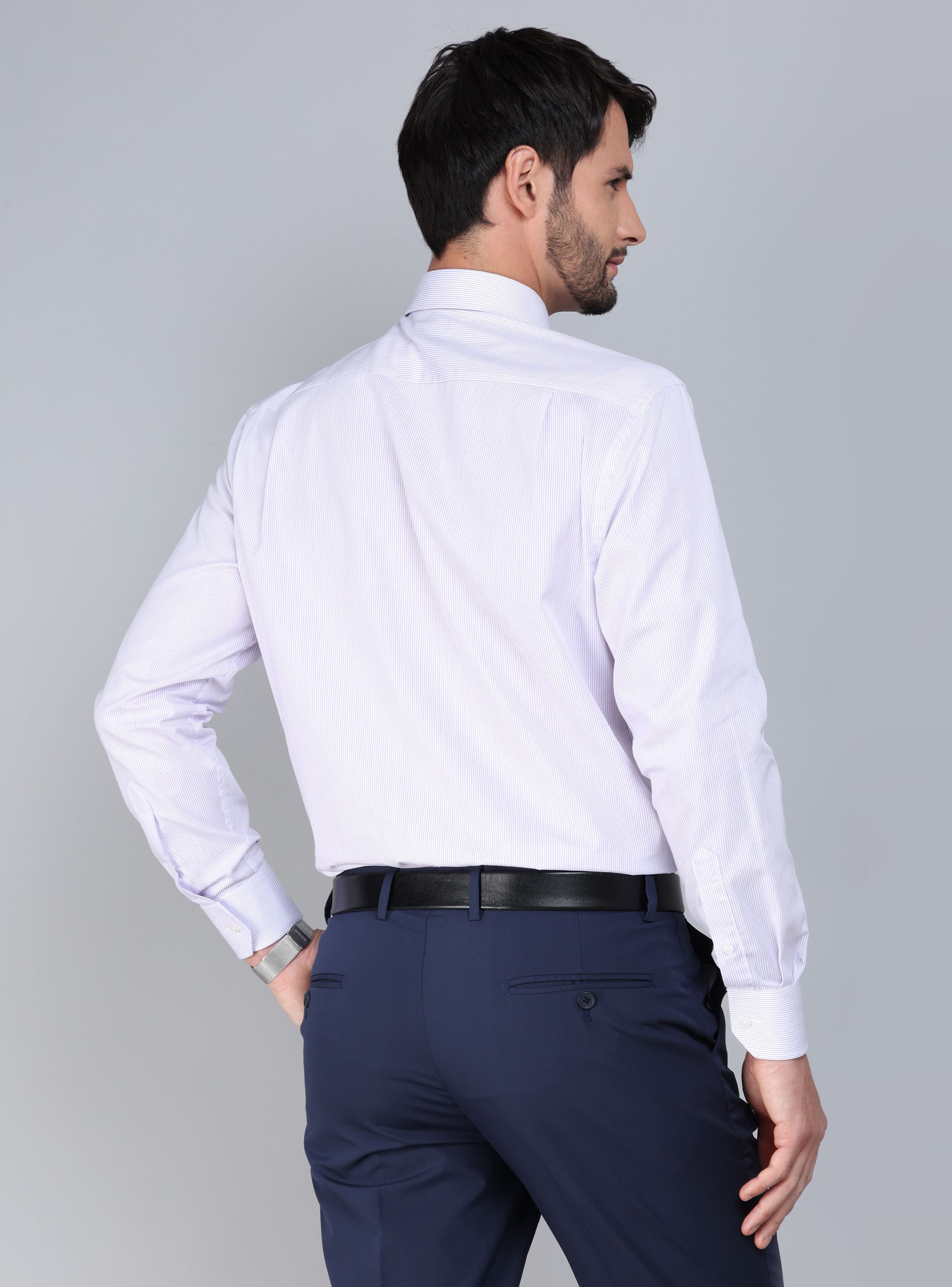 CAMISA FORMAL A RAYAS TAILORED FIT LILA ARROW - 3