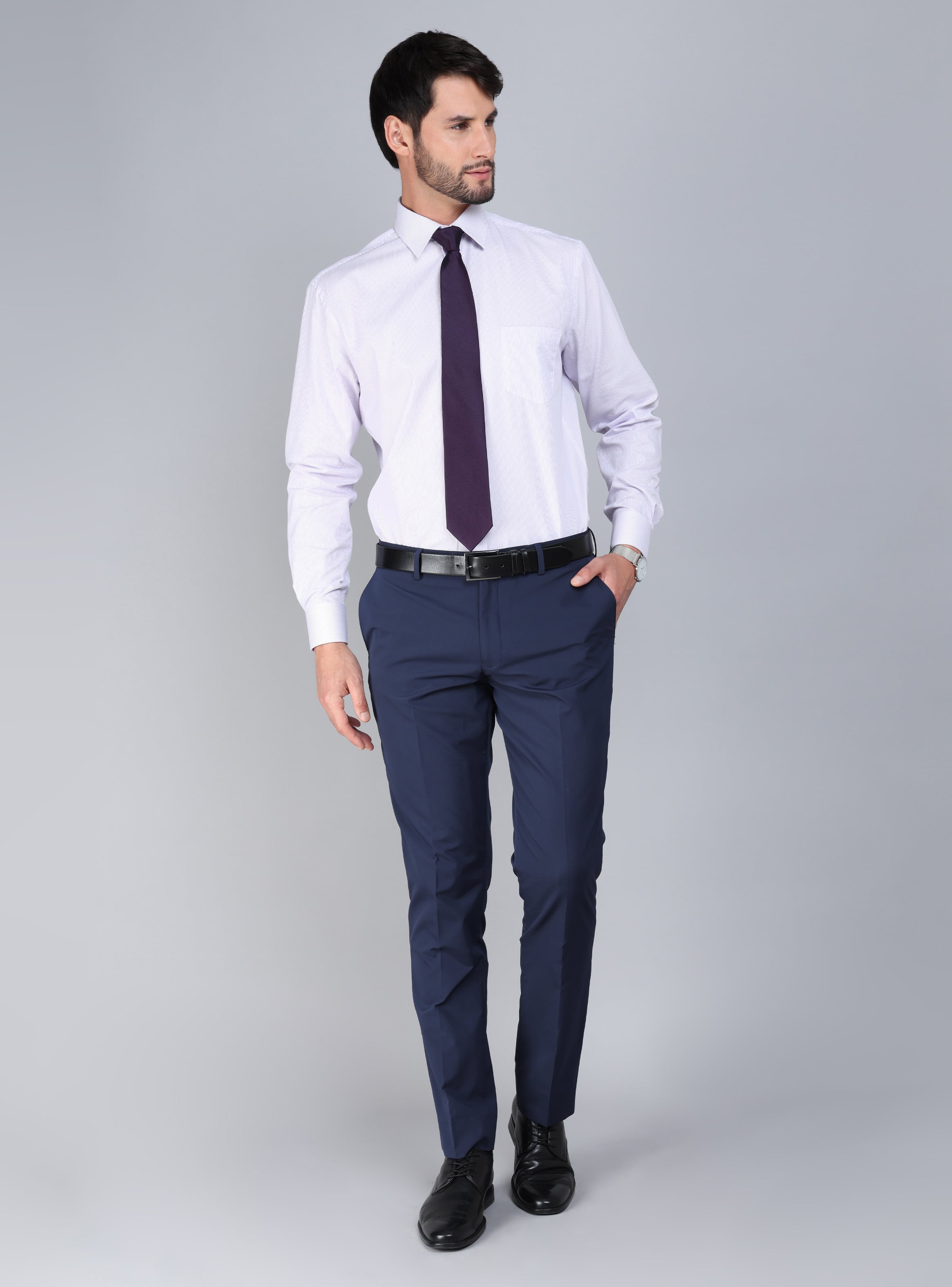 CAMISA FORMAL A RAYAS TAILORED FIT LILA ARROW - 5