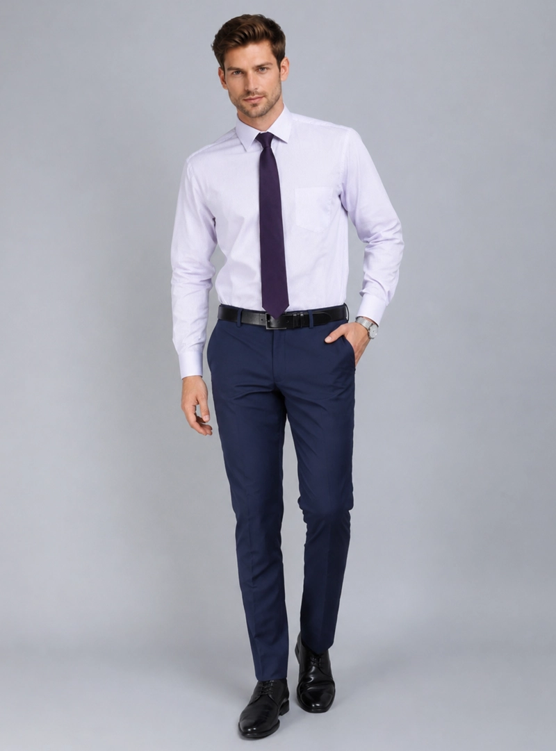 CAMISA FORMAL A RAYAS TAILORED FIT LILA ARROW - 5