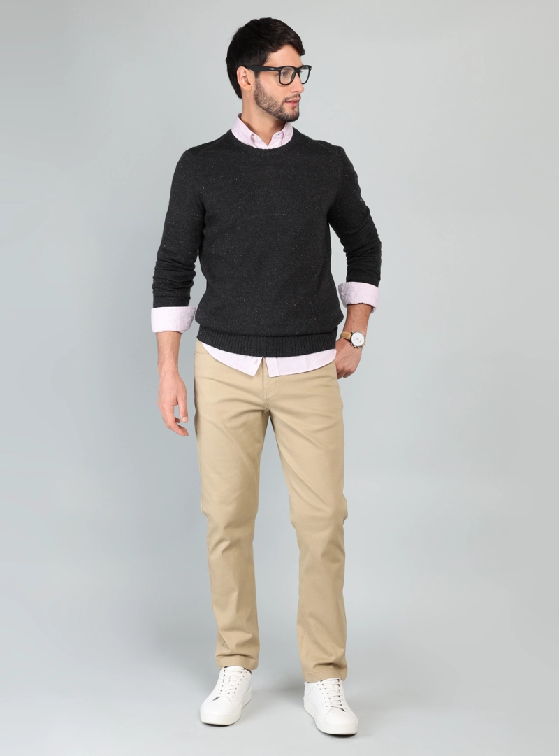 SWEATER CUELLO REDONDO REGULAR FIT GRIS OSCURO ARROW - 4