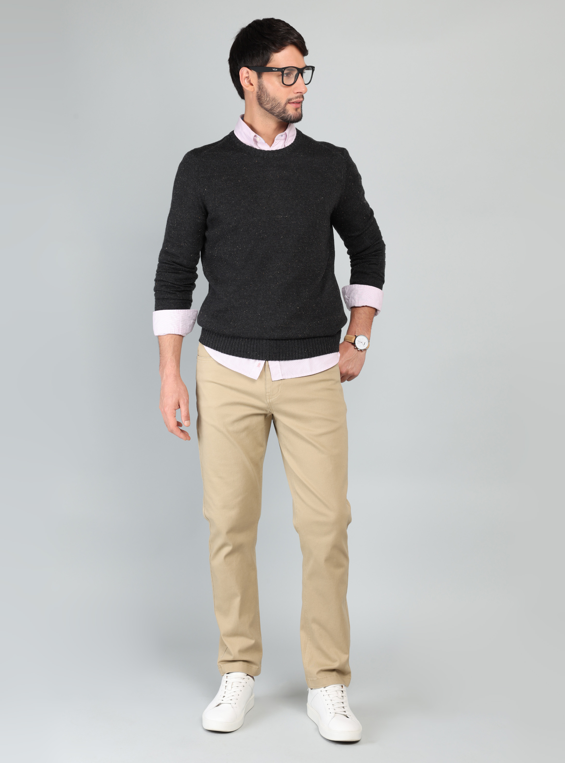 SWEATER CUELLO REDONDO REGULAR FIT GRIS OSCURO ARROW - 4