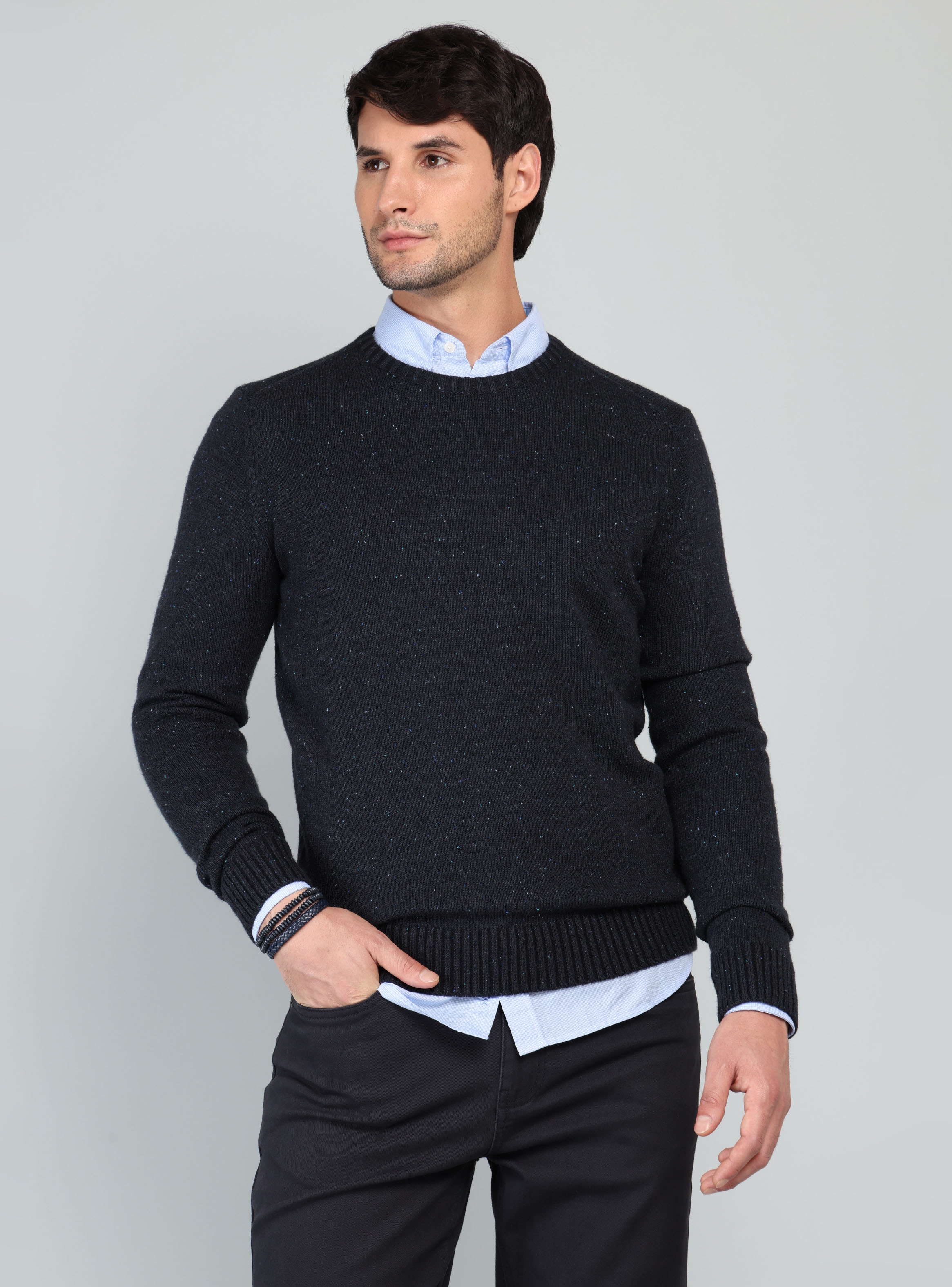 SWEATER CUELLO REDONDO REGULAR FIT AZUL ARROW - 1