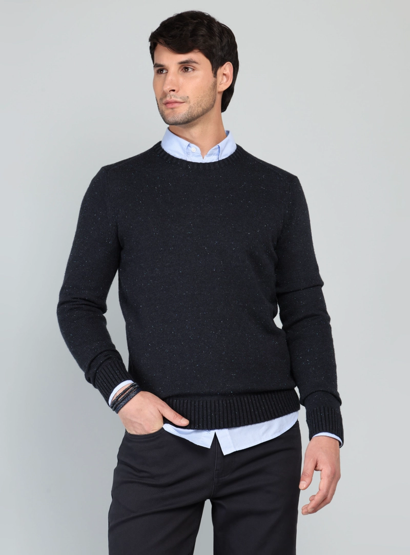 SWEATER CUELLO REDONDO REGULAR FIT AZUL ARROW - 1