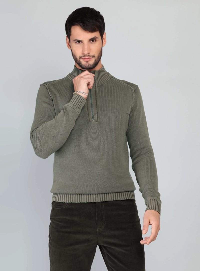 SWEATER STONE WASH REGULAR FIT VERDE ARROW - 1