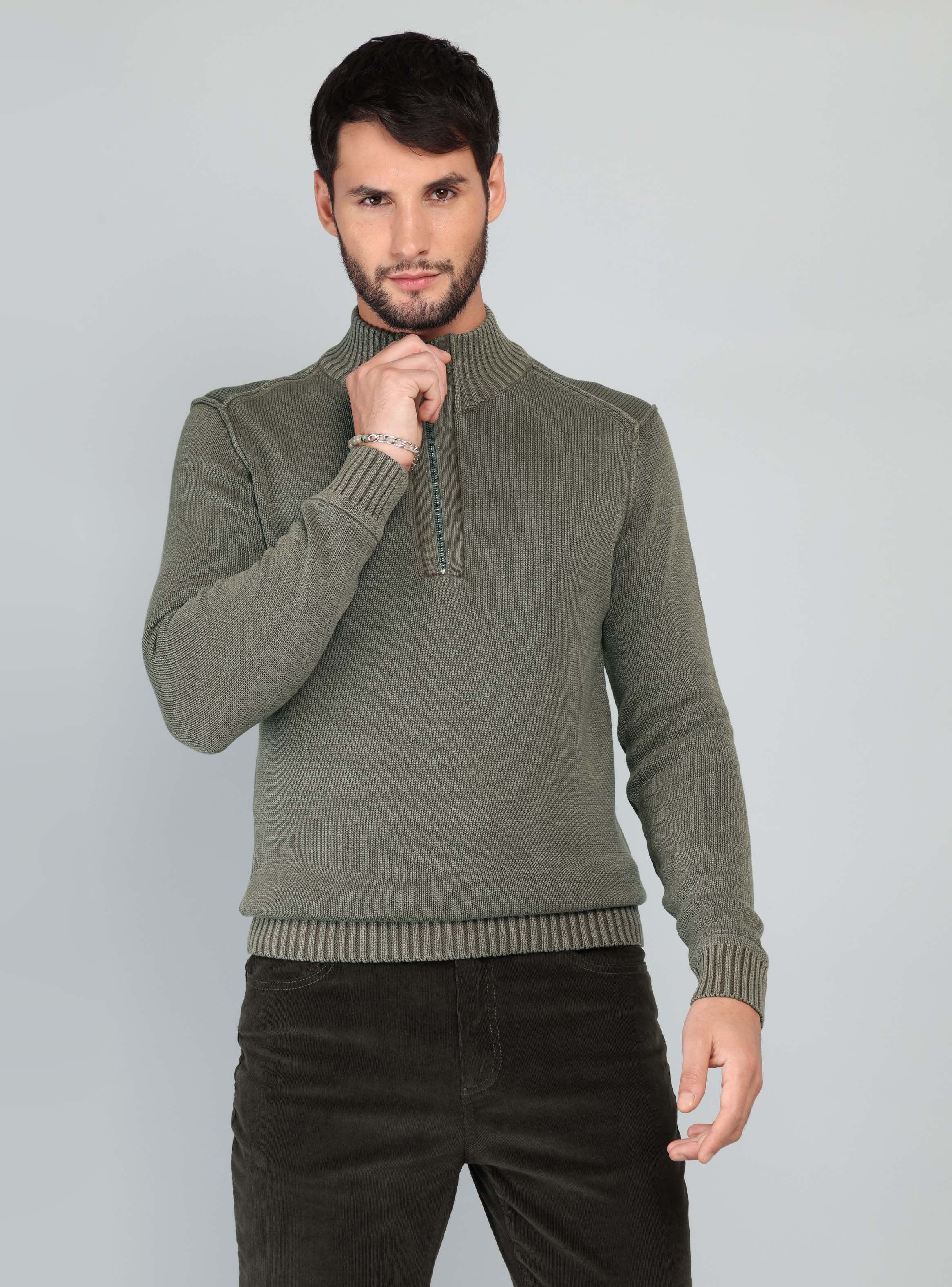 SWEATER STONE WASH REGULAR FIT VERDE ARROW - 1