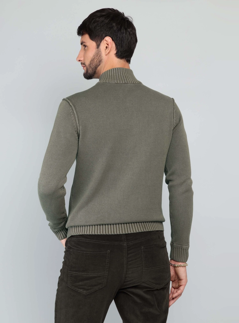 SWEATER STONE WASH REGULAR FIT VERDE ARROW - 2