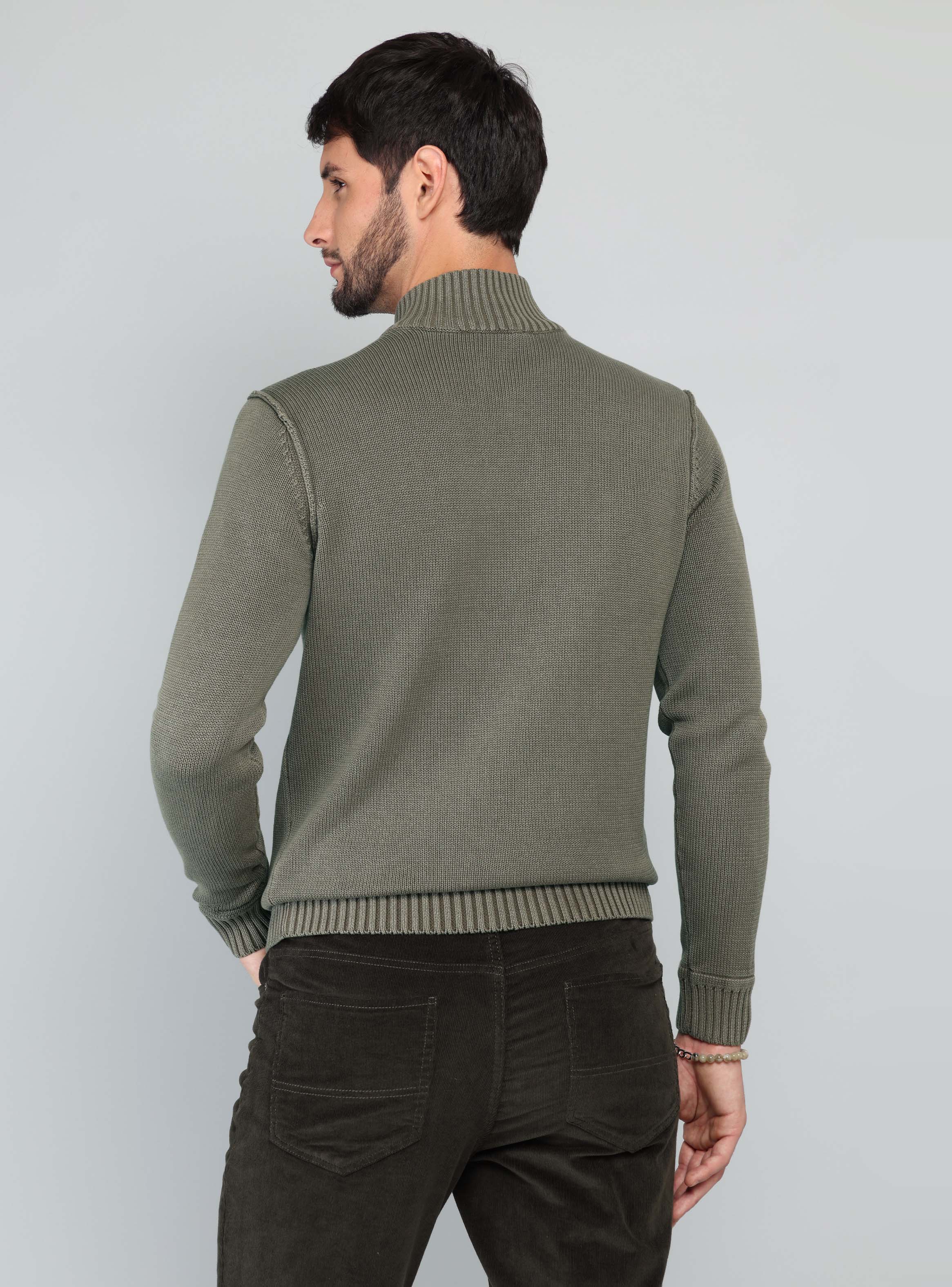 SWEATER STONE WASH REGULAR FIT VERDE ARROW - 2
