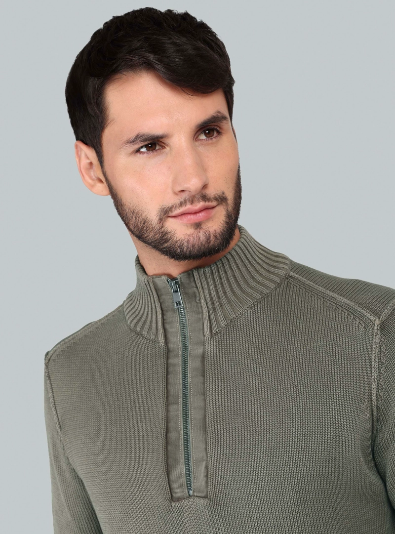 SWEATER STONE WASH REGULAR FIT VERDE ARROW - 3