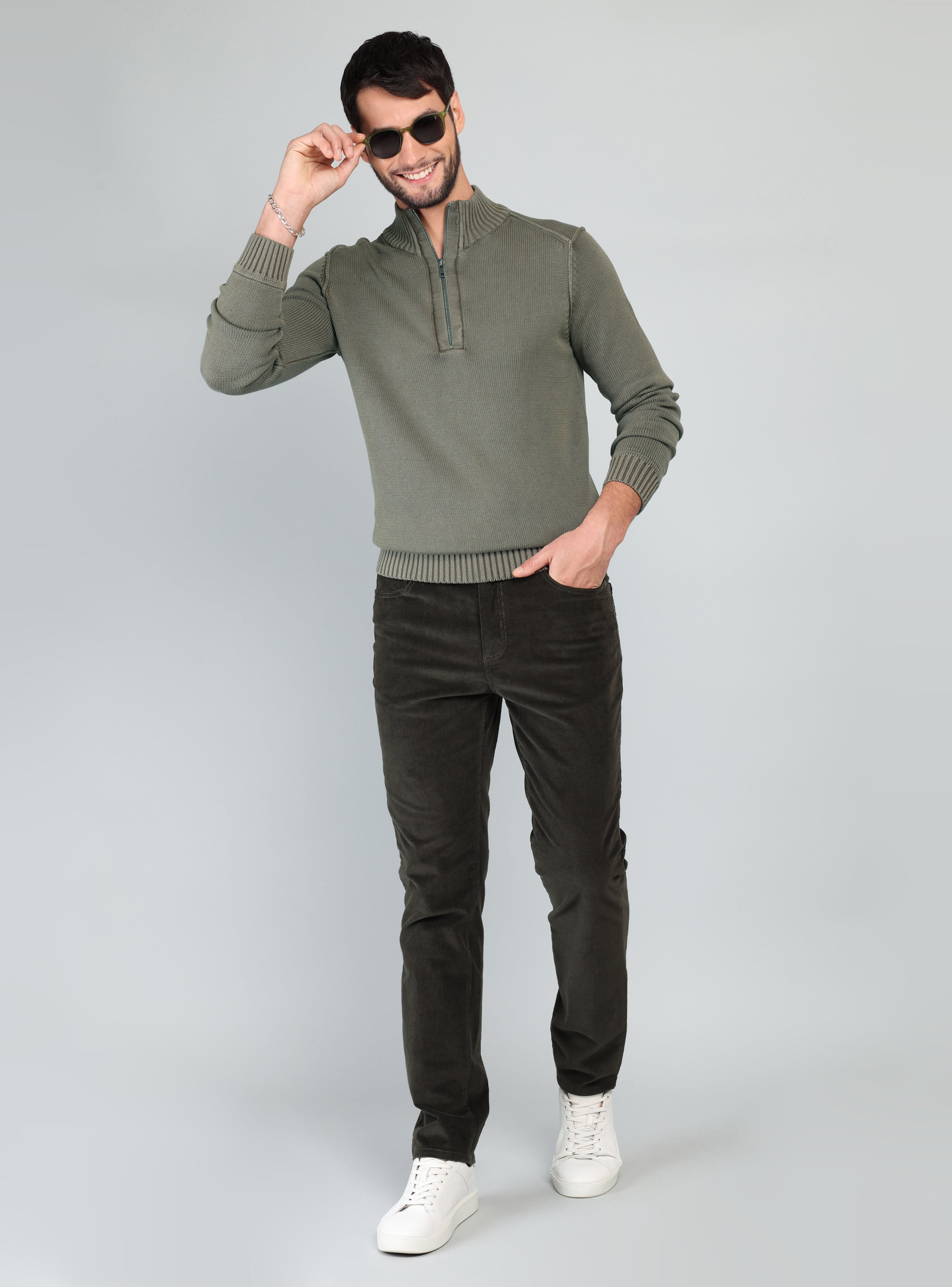 SWEATER STONE WASH REGULAR FIT VERDE ARROW - 4