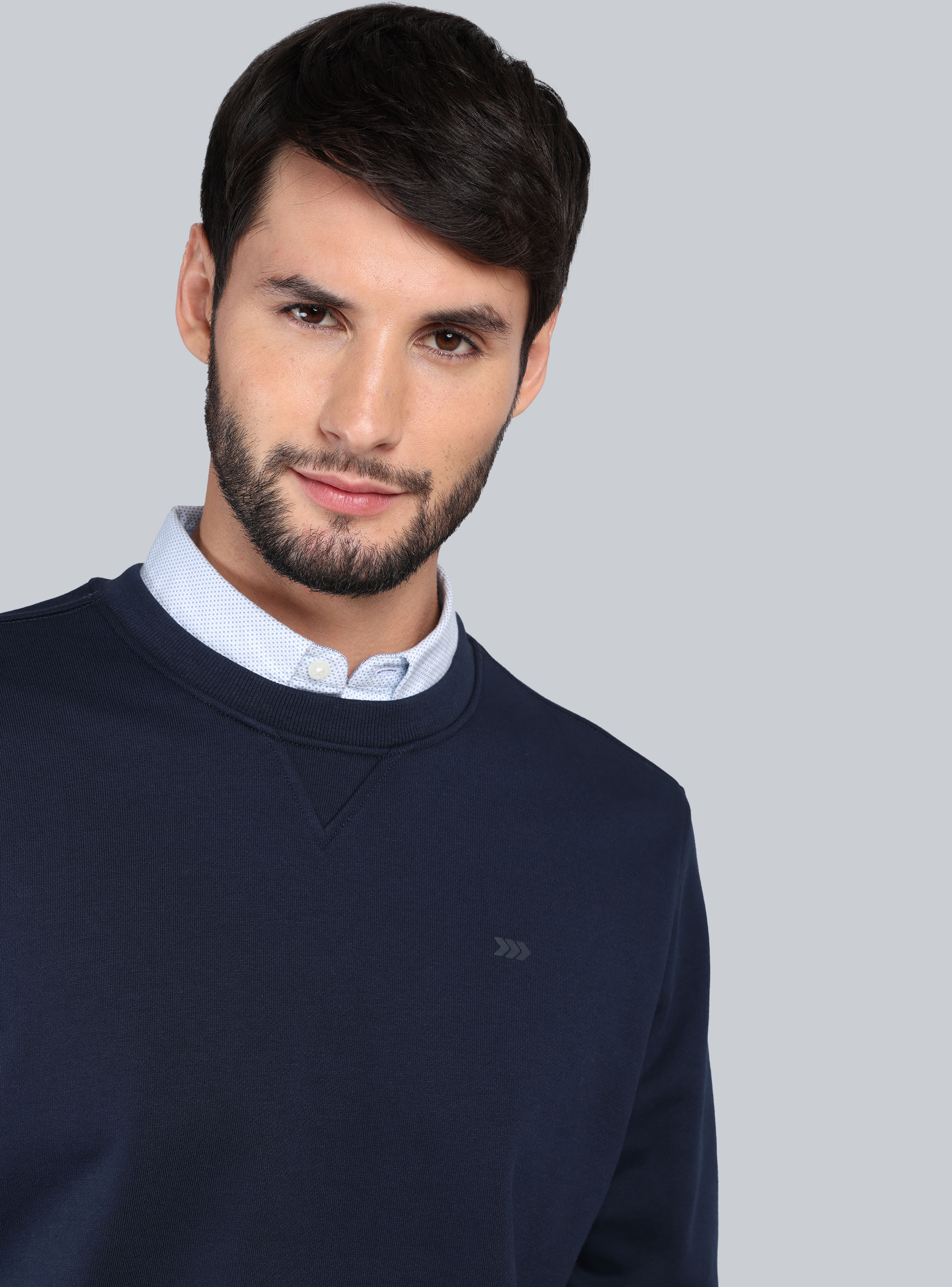 POLERON CUELLO REDONDO REGULAR FIT AZUL MARINO ARROW - 3