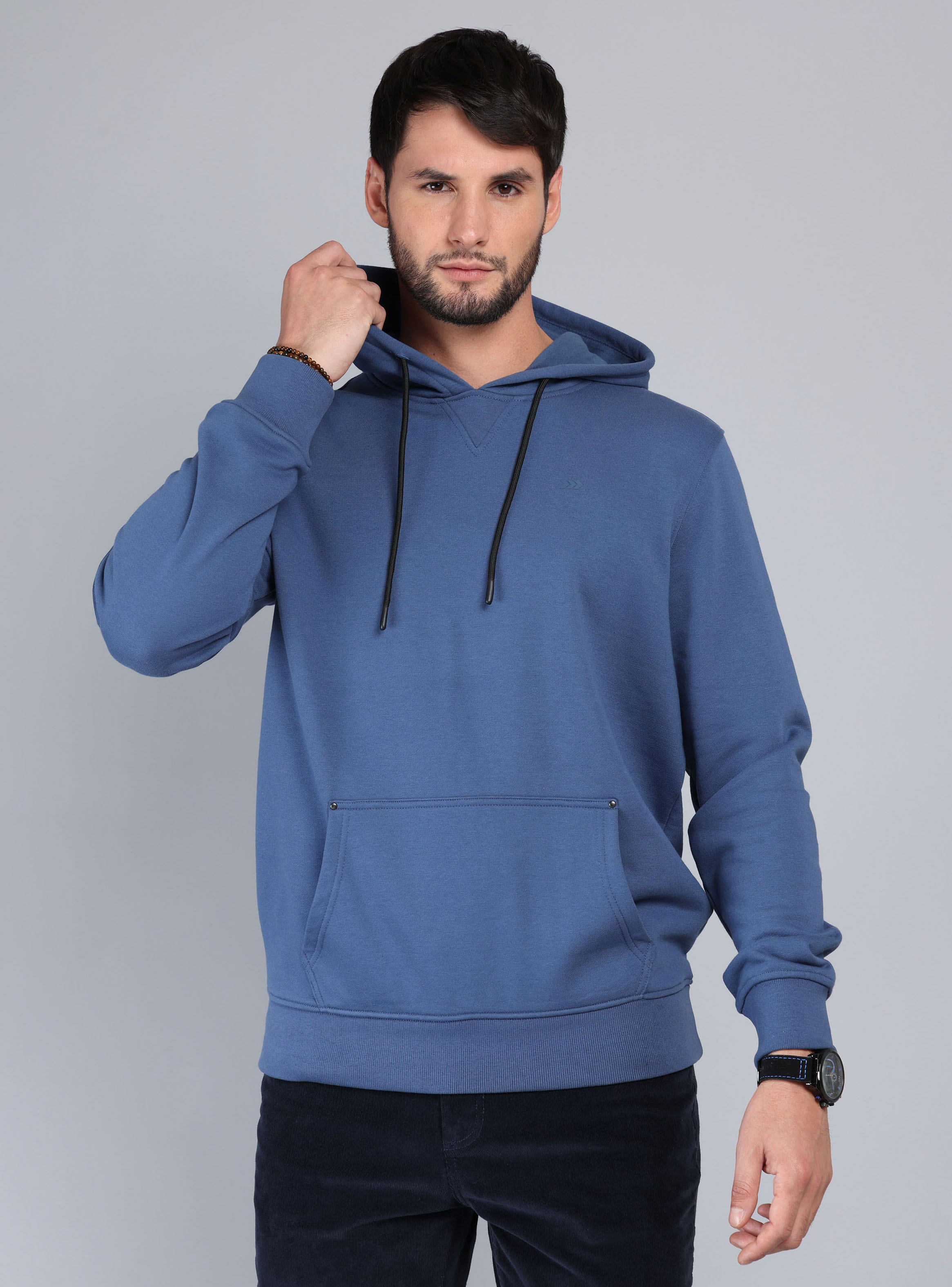 POLERON CON CAPUCHA REGULAR FIT AZUL ARROW - 1